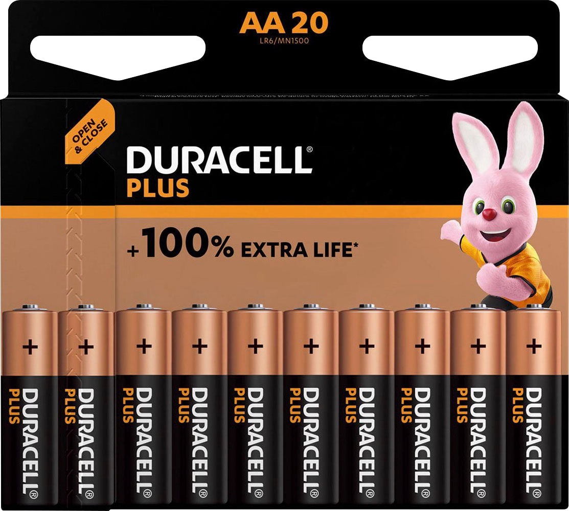 Duracell Batterie »20+10 Pack: 20x Mignon/AA/LR06 + 10x Micro/AAA/LR03«, LR06, (Spar-Set, 30 St., Alkaline Batterie, 30 Stück), 1,5V