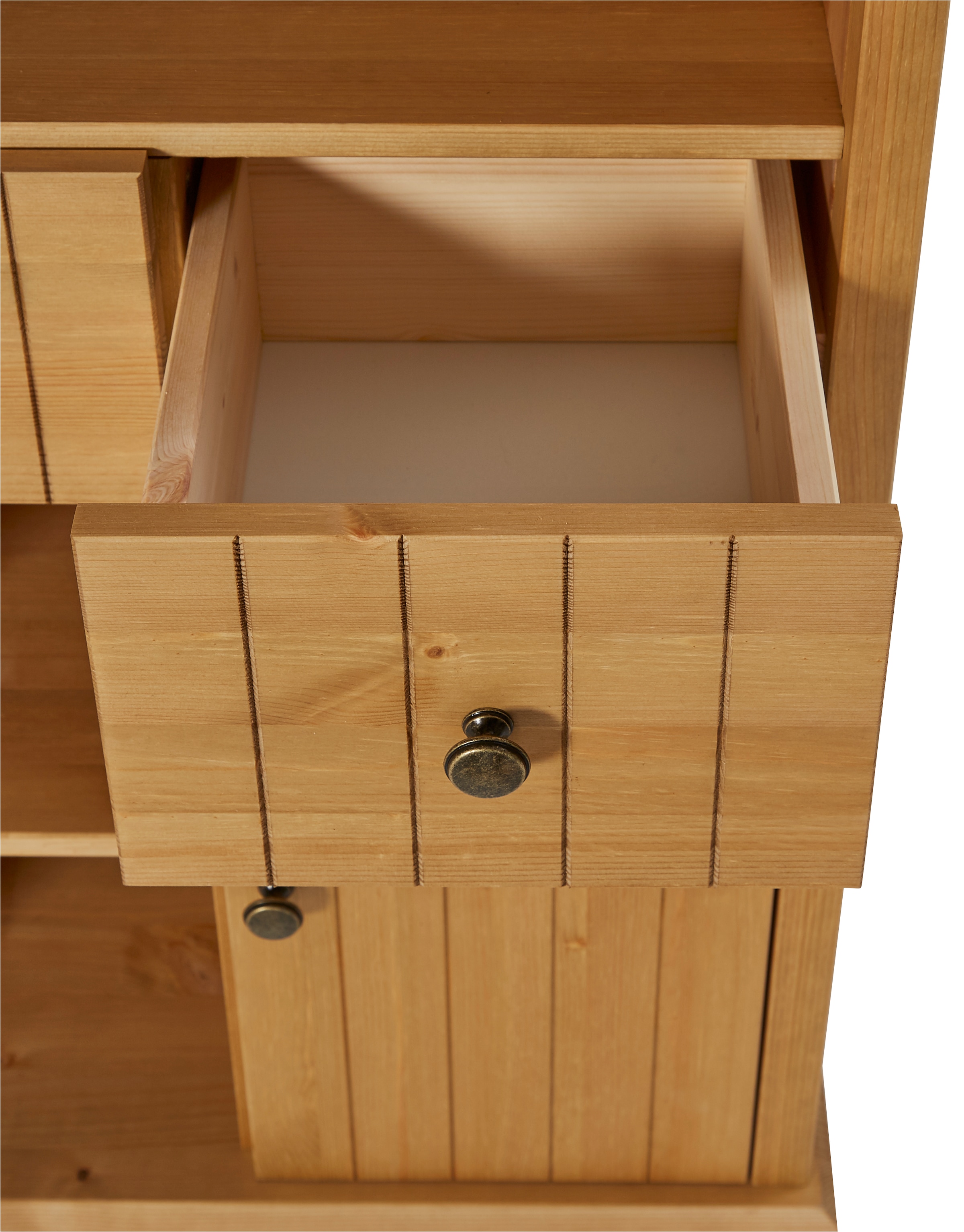 Home affaire Hochschrank »Vili« Badezimmerschrank, Höhe 175 cm, 2 Schubladen, 3 Türen, aus Massivholz