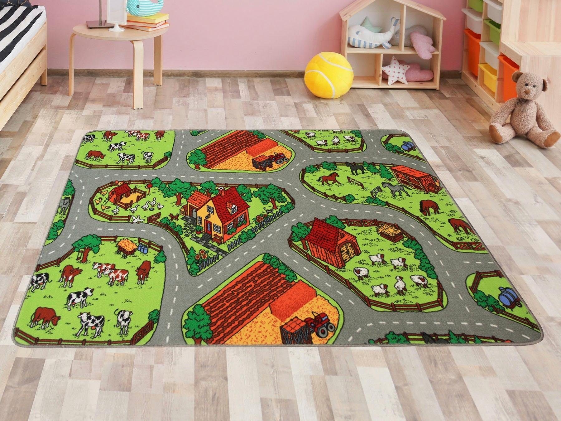 Primaflor-Ideen in Textil Kinderteppich »BAUERNHOF«, rechteckig, Straßen-Spiel-Teppich, Kinderzimmer