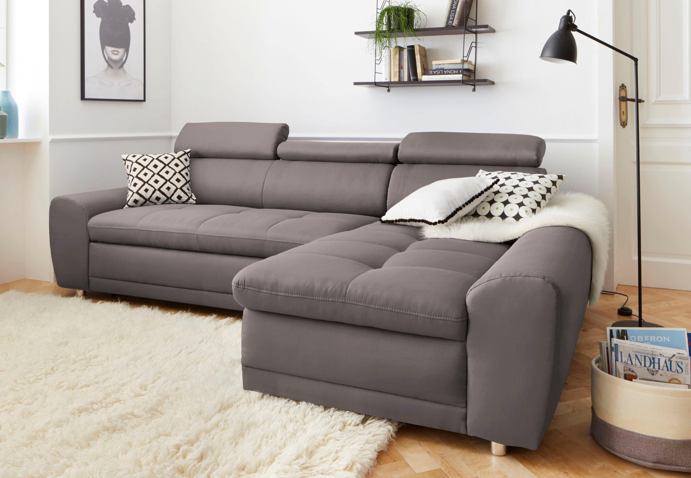 sit&more Ecksofa »Riva L-Form«, inklusive Kopteilverstellung, wahlweise mit Bettfunktion