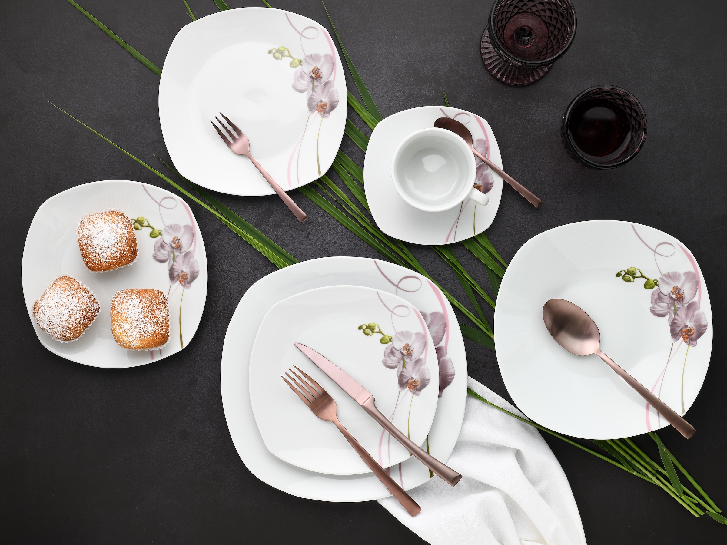 CreaTable Kombiservice »Square Orchidee, Kombi-Service 30-tlg« Fotorealistische Darstellung