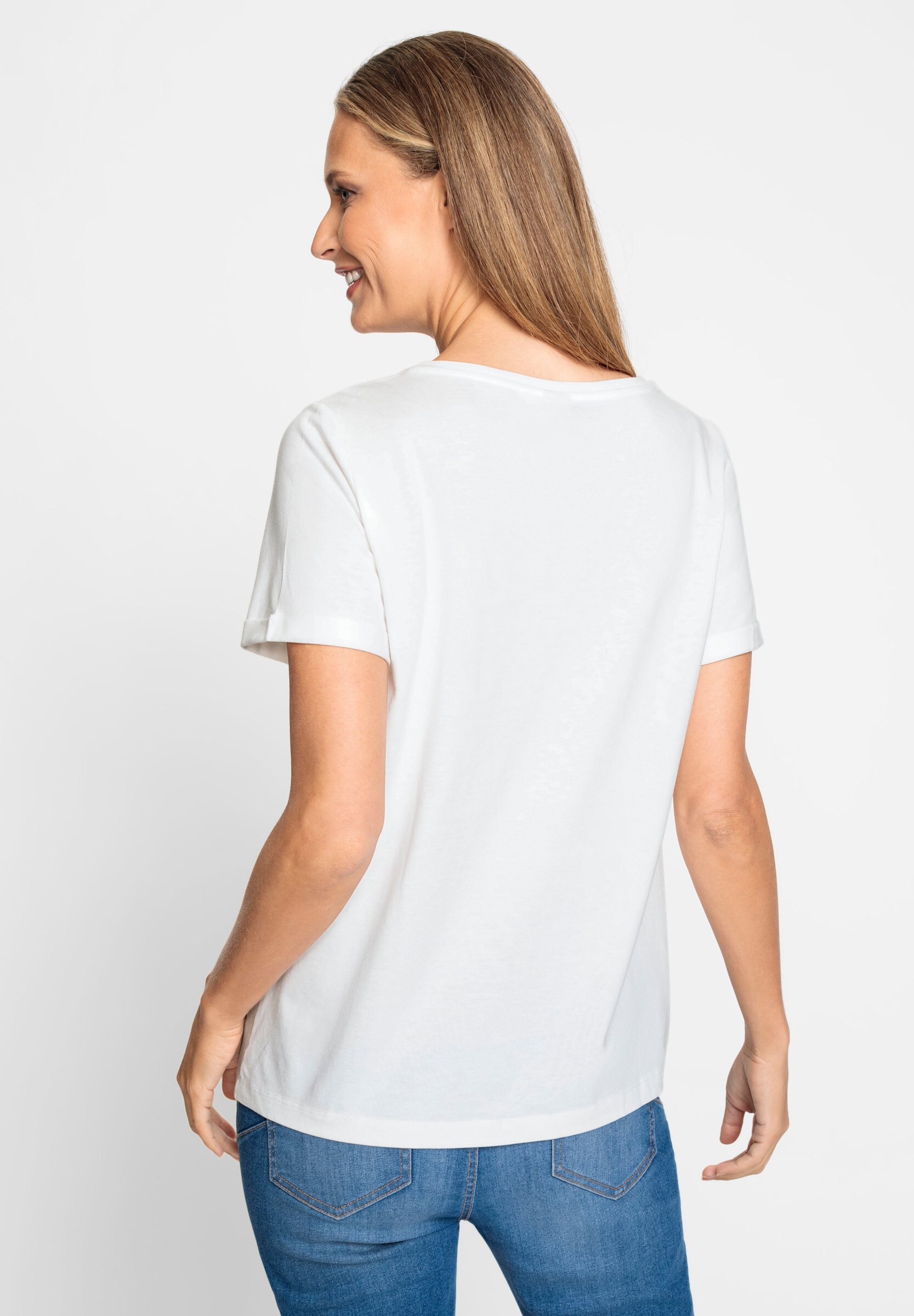 heine T-Shirt »Shirt Kurzarmshirt mit Glanz-Print«
