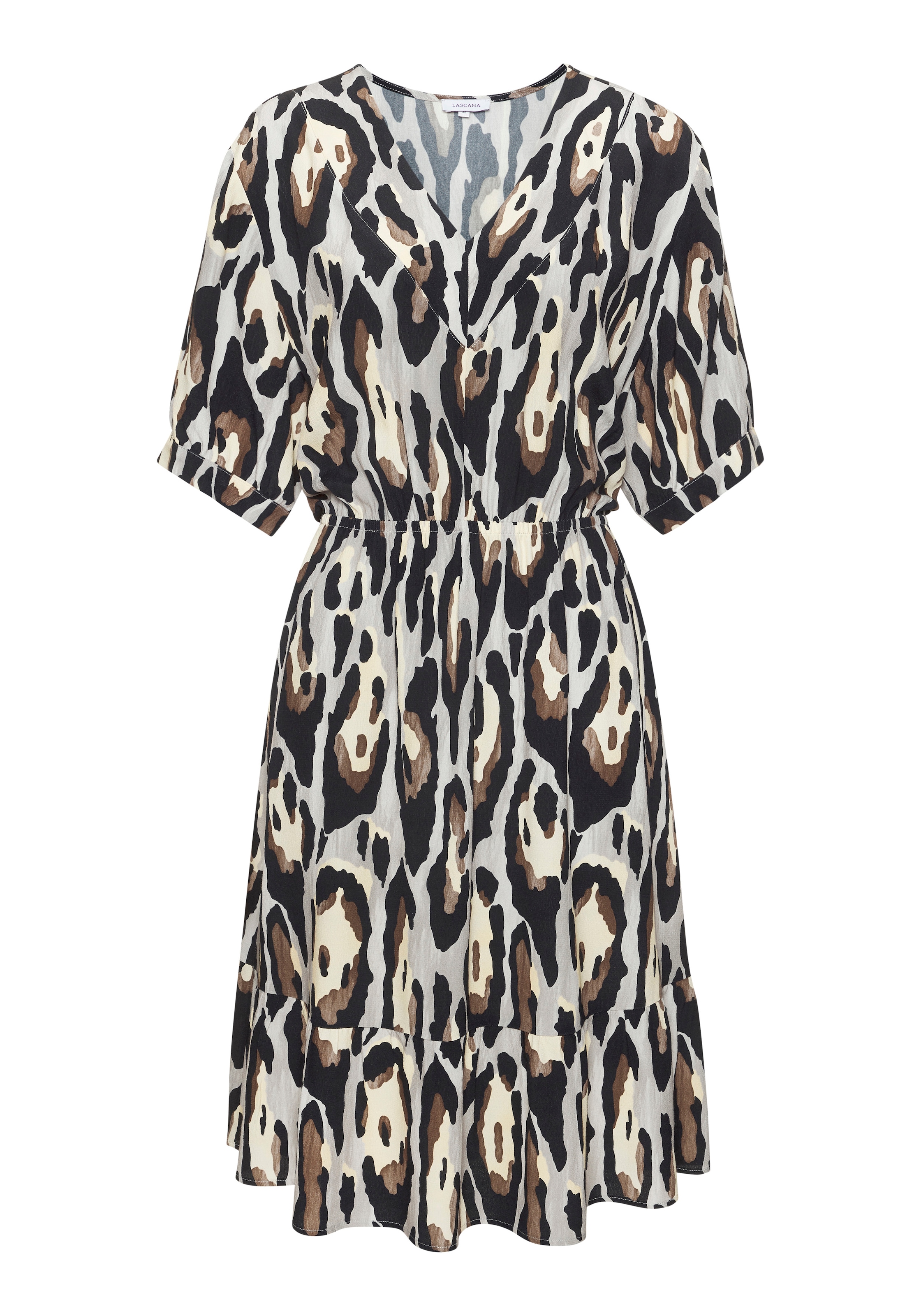 LASCANA Tunikakleid Ohne Taschen mit V-Ausschnitt aus gewebter Viskose