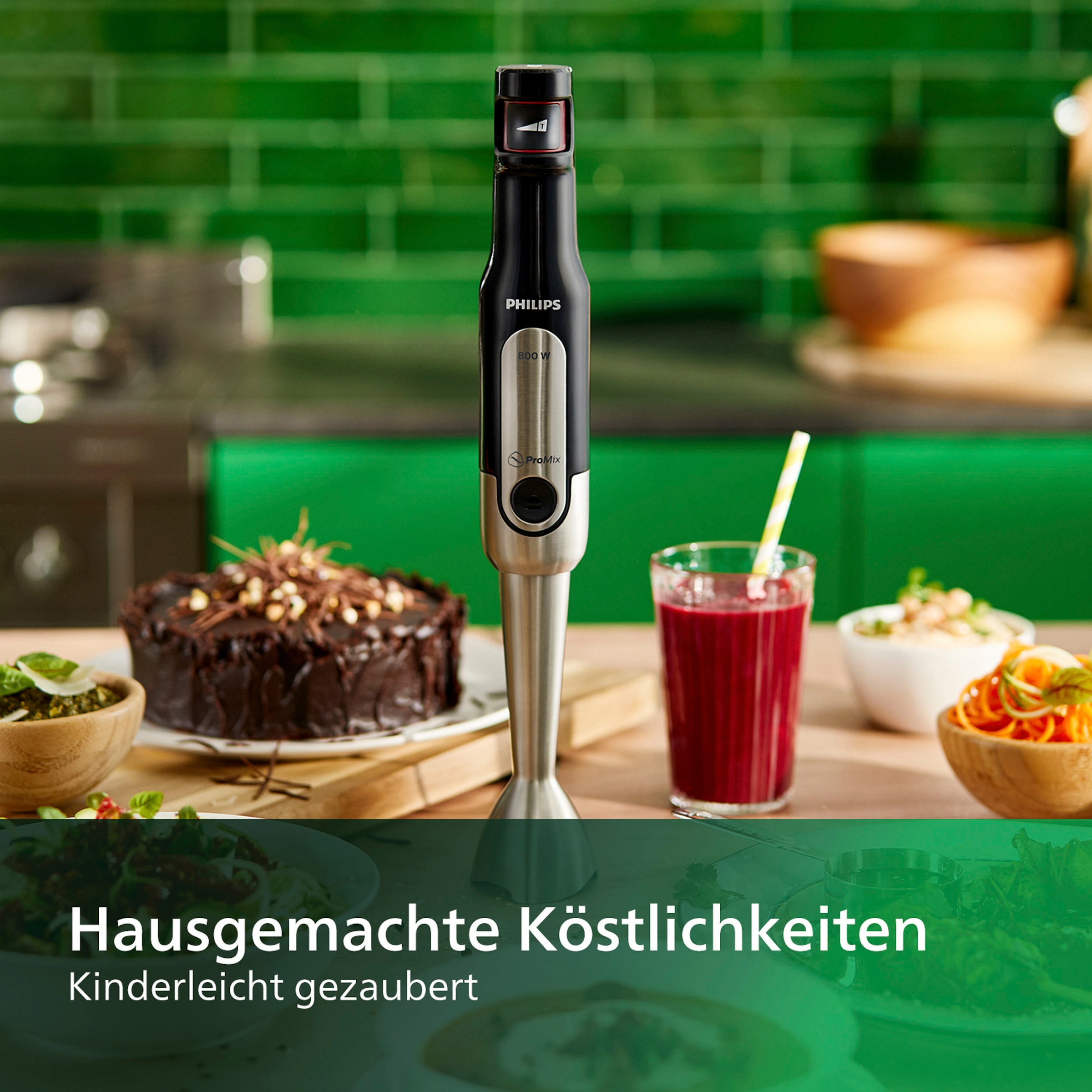 Philips Stabmixer »HR2650/90 Viva«, 800 W, SpeedTouch, inkl. 2-in-1 Togo Trinkflasche & Mixbecher