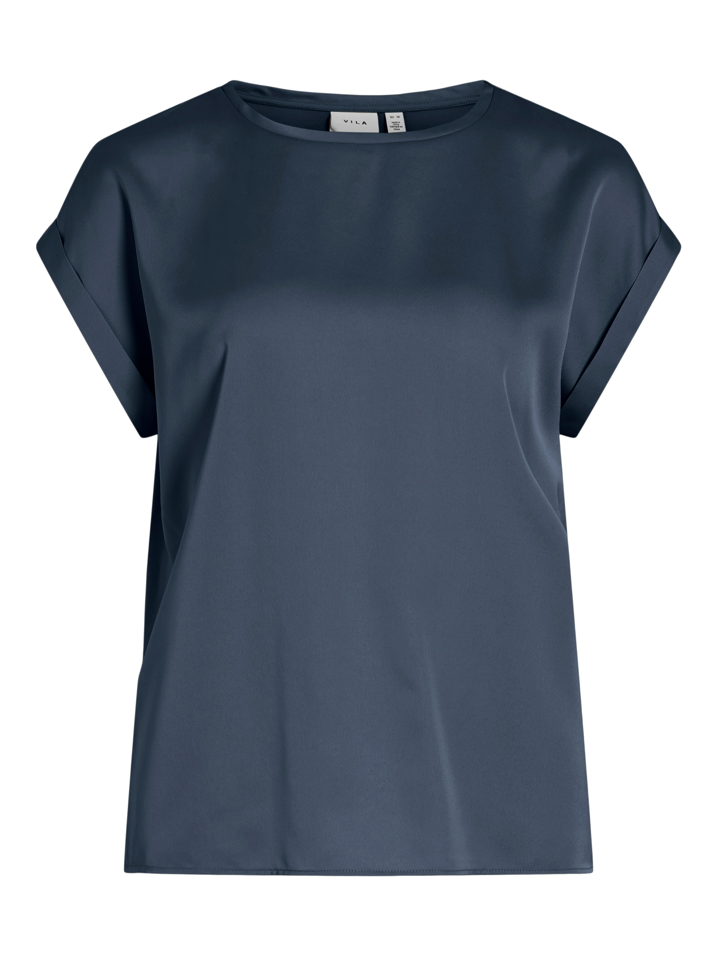 Vila Kurzarmshirt »VIELLETTE S/S SATIN TOP - NOOS«, Satin Optik