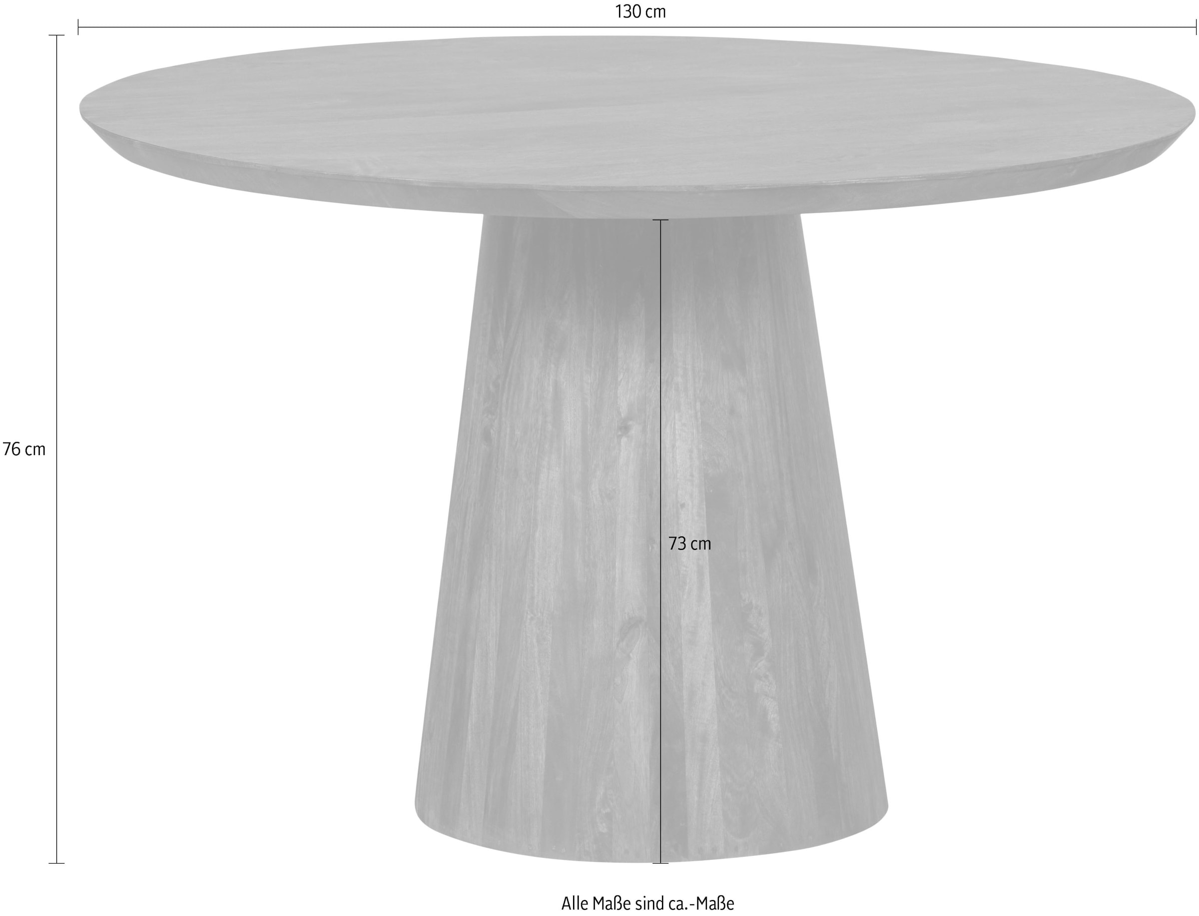 WOOOD Esstisch »Limit«, aus Mangoholz, runde Form, H 76 cm x Ø 130 cm