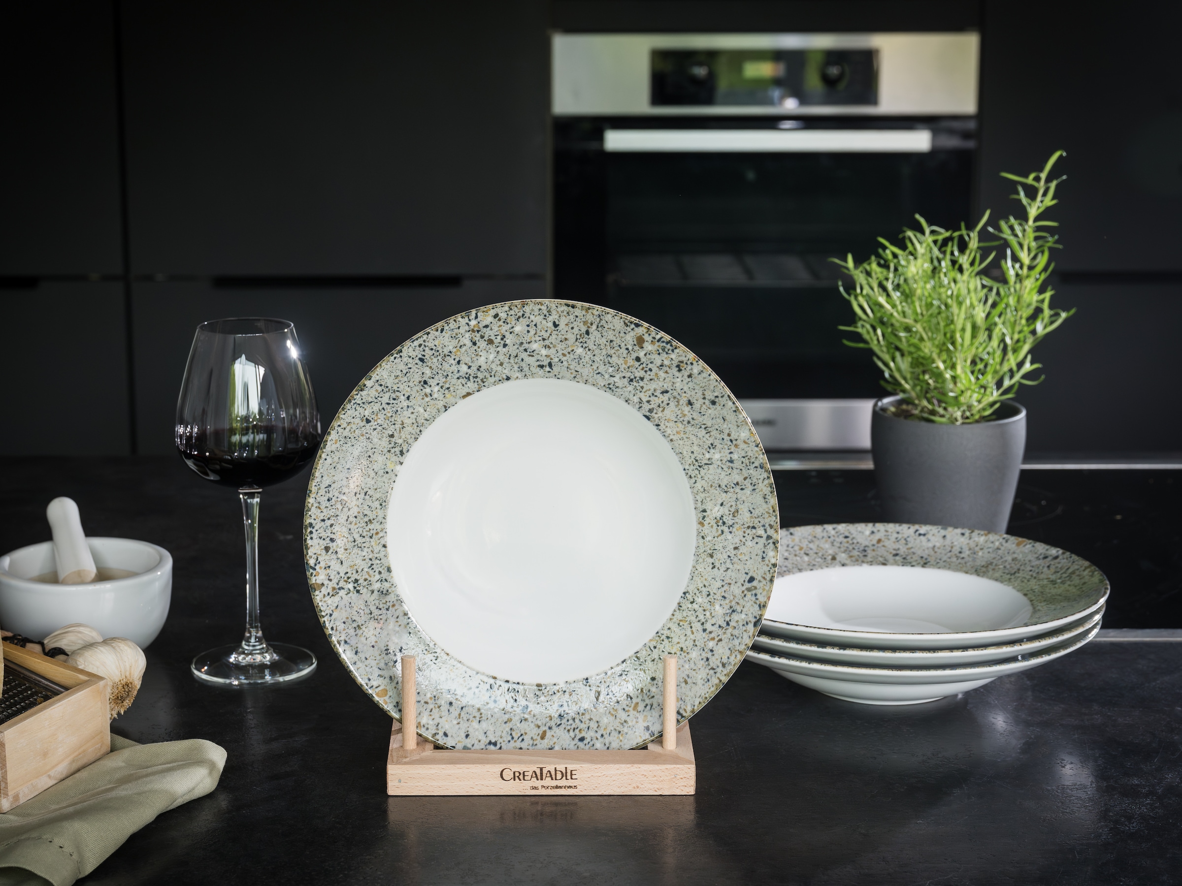 CreaTable Pastateller »Stone Collection Genua, Teller-Set, 4-tlg.« Italienische Eleganz, Vielseitig einsetzbar