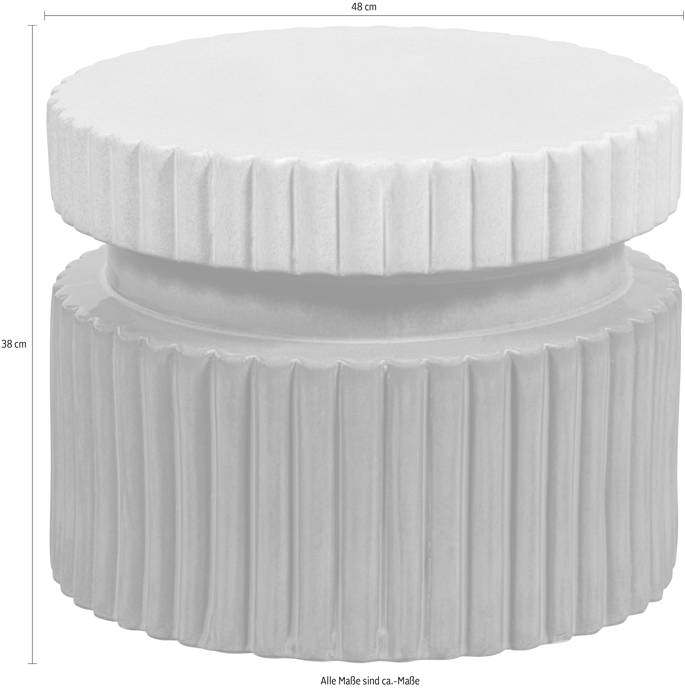 WOOOD Couchtisch »Geer«, runde Form, aus glänzender, glasierter Keramik, H 38 cm x B 48 cm