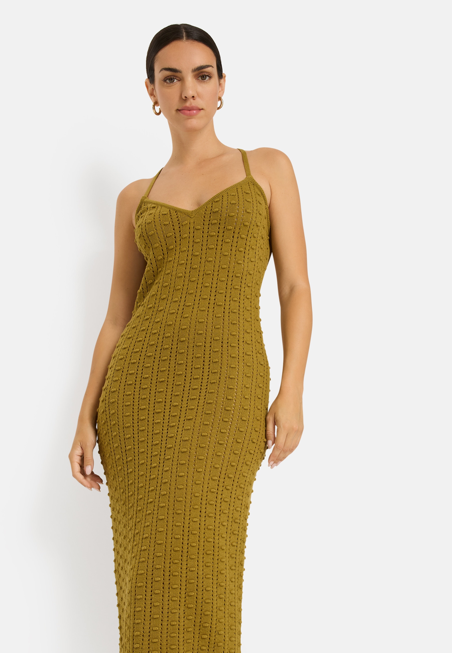 LSCN by LASCANA Strickkleid in Midilänge mit gekreuzten Trägern hinten, Midikleid