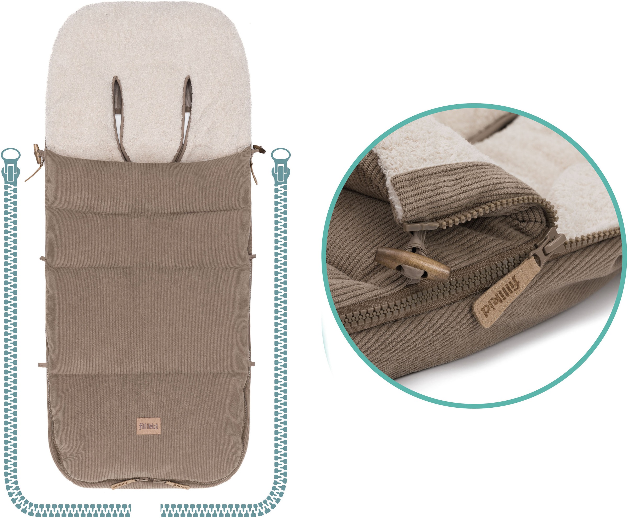 Fillikid Fußsack »Kinley Cord/Teddyplüsch, Winterfußsack«