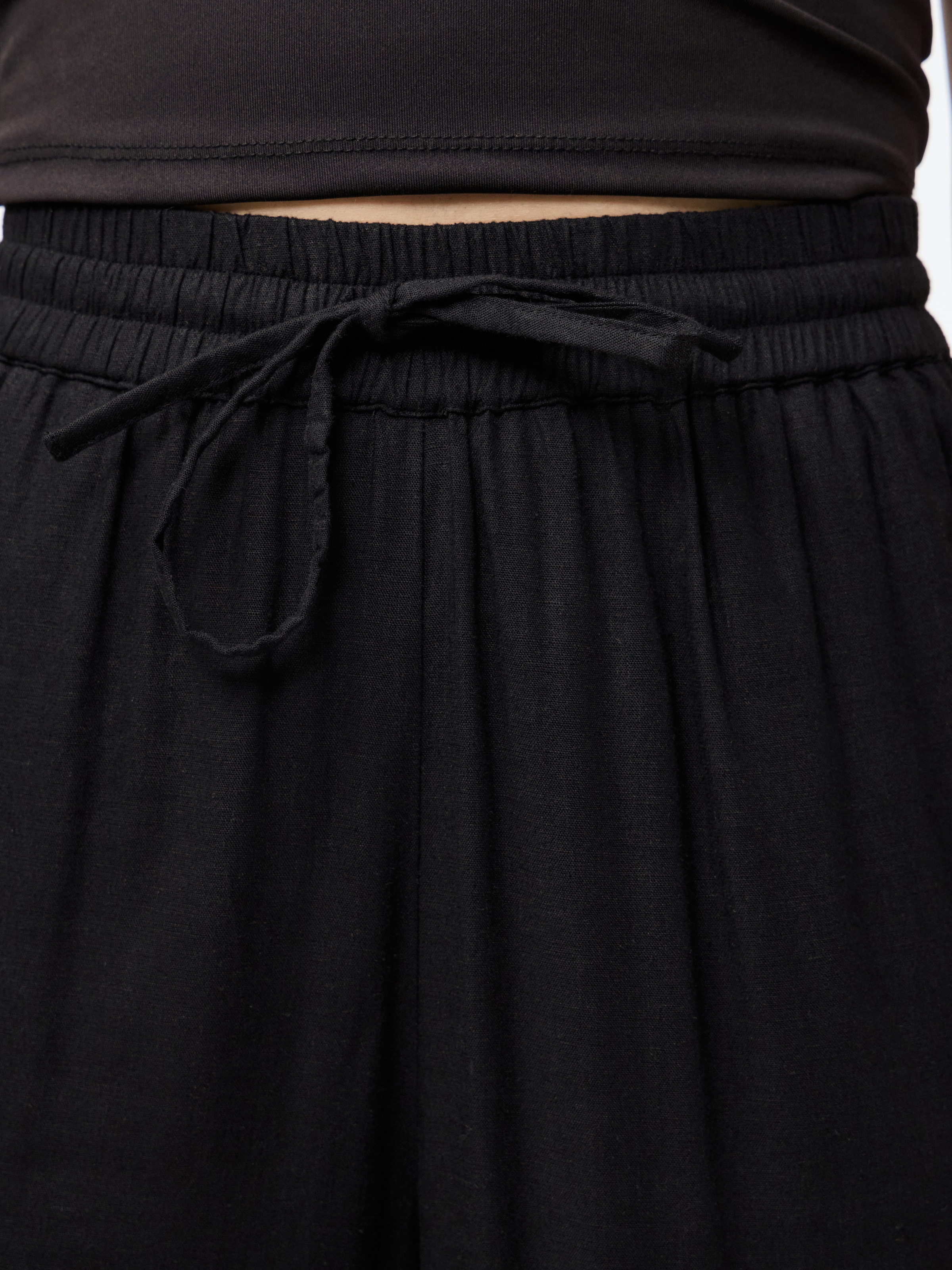 pieces Schlupfhose »PCPIA HW WIDE PANTS WVN NOOS«, mit Leinen