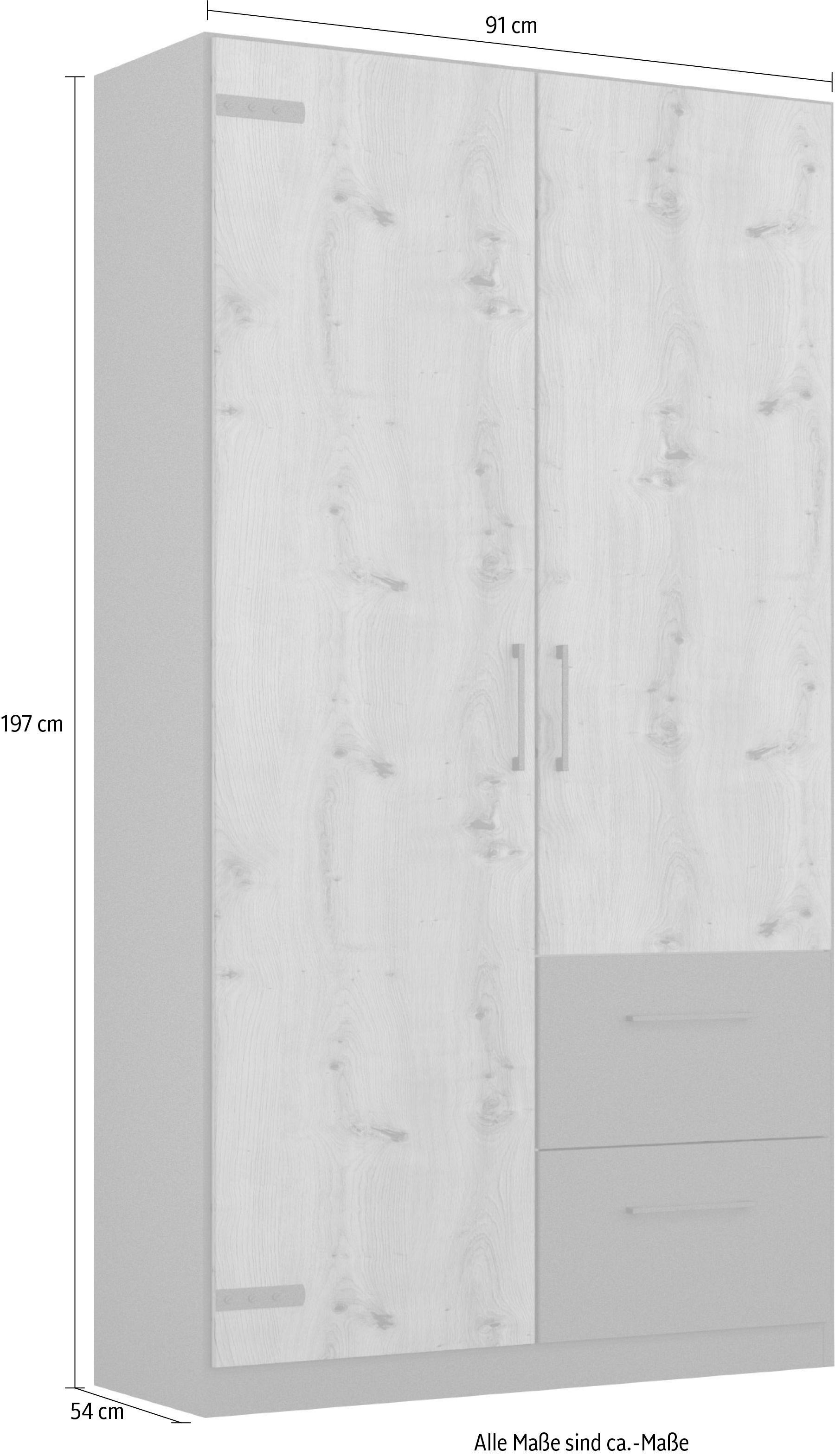rauch Drehtürenschrank »Holmes«, im Industrial Style, mit Schubkästen, mit oder ohne Spiegel