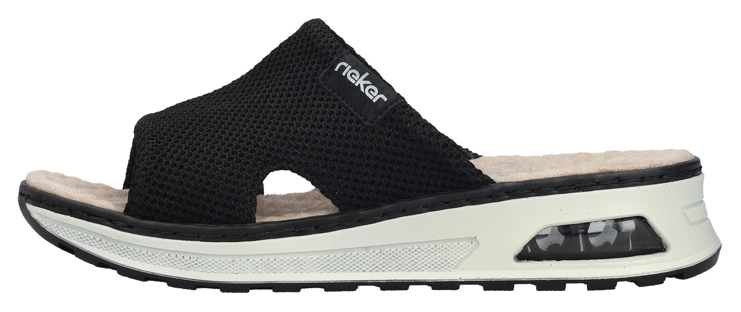 Rieker Pantolette, Sommerschuh, Hausschuh, Schlappen, Keilabsatz, in veganer Verarbeitung