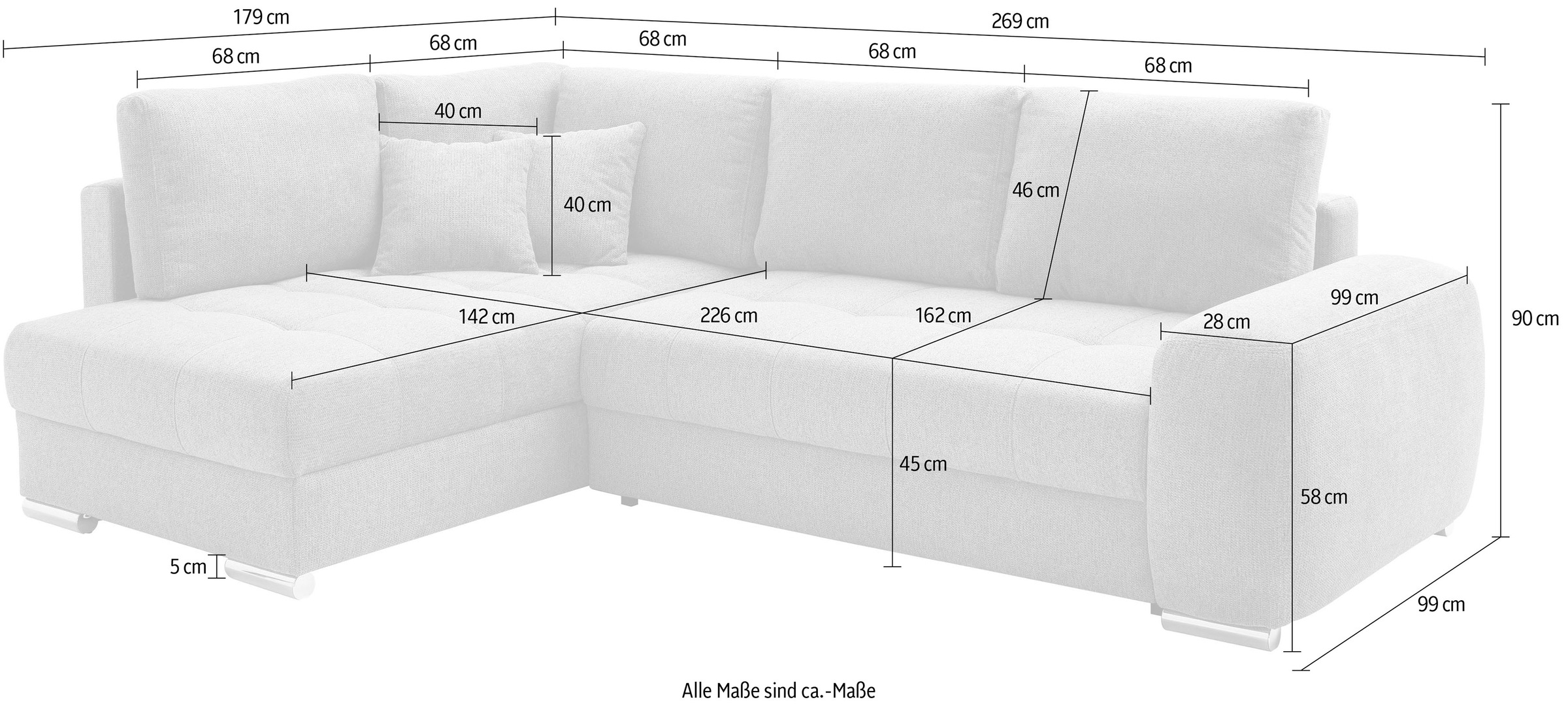 Mr. Couch Ecksofa »Mykonos, L-Form, Dauerschläfer« mit DuraSpring-Taschenfederkern bis 140 kg belastbar