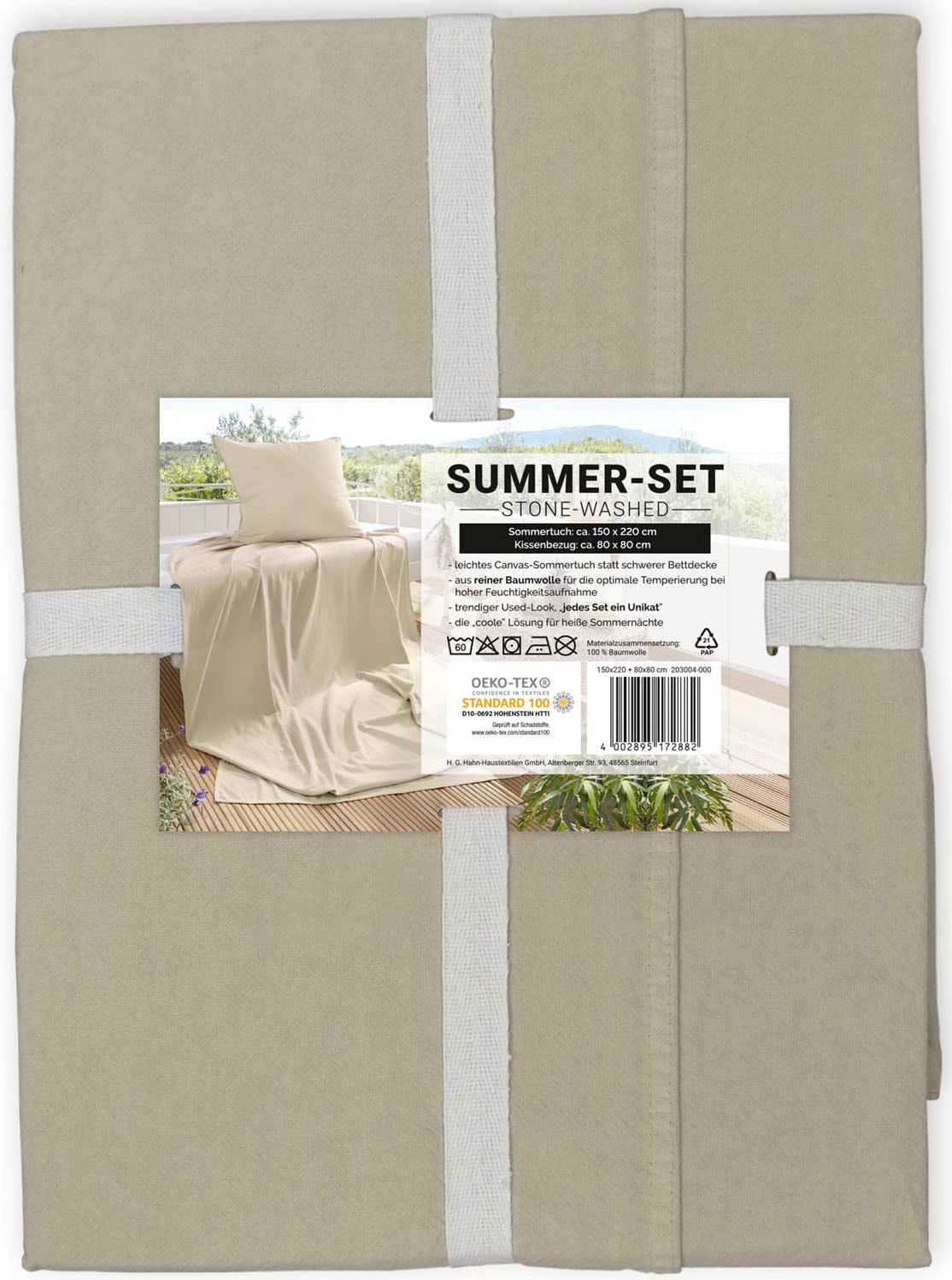 Primera Bettwäsche »Summer-Set Stone-Washed, Kissenbezug + Tuch«, (2 tlg.), die perfekte Lösung für heiße Nächte