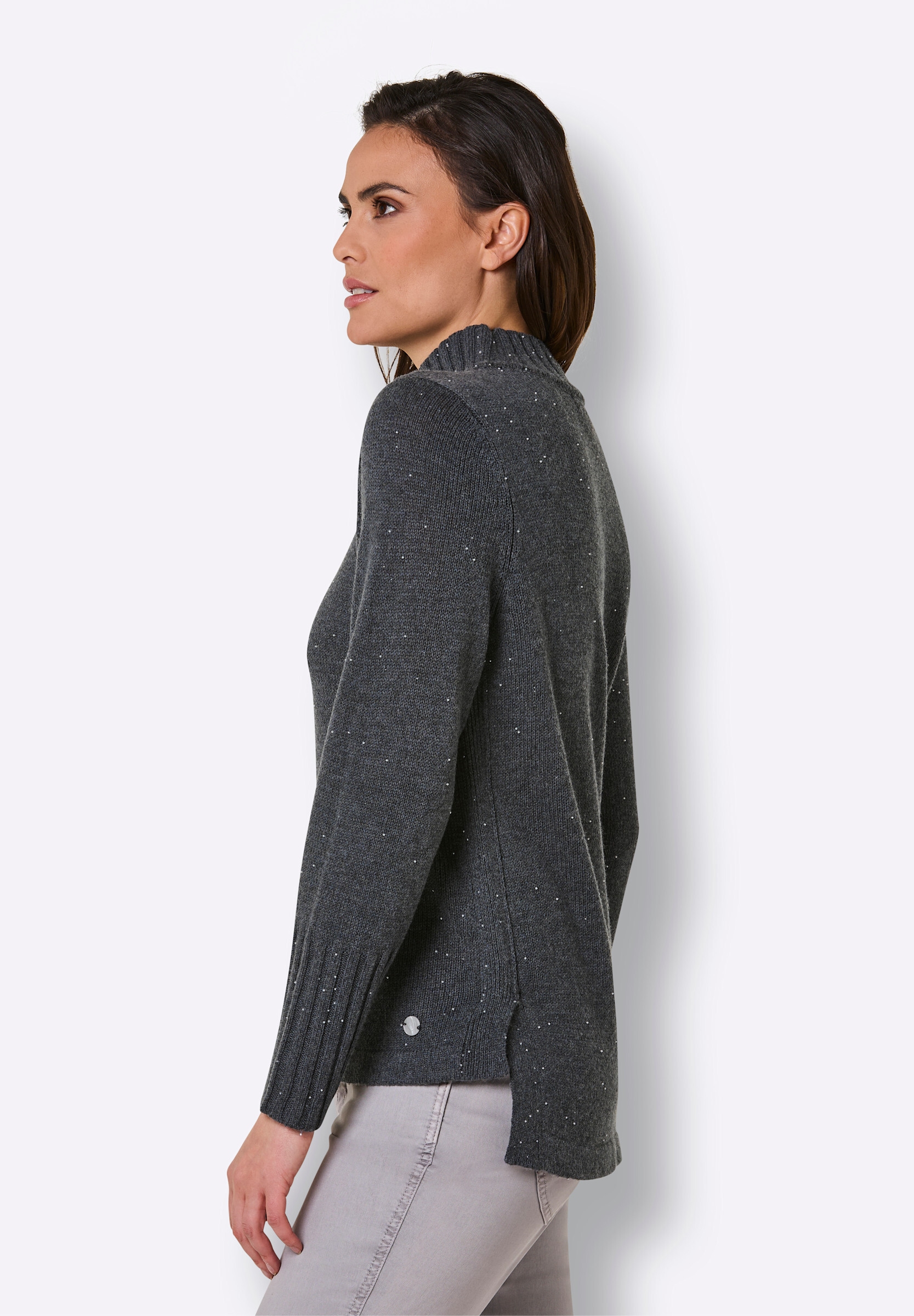creation L Strickpullover »Kaschmir-Woll-Pullover Langarm-Pullover mit 10% Kaschmir und Zierperlen«