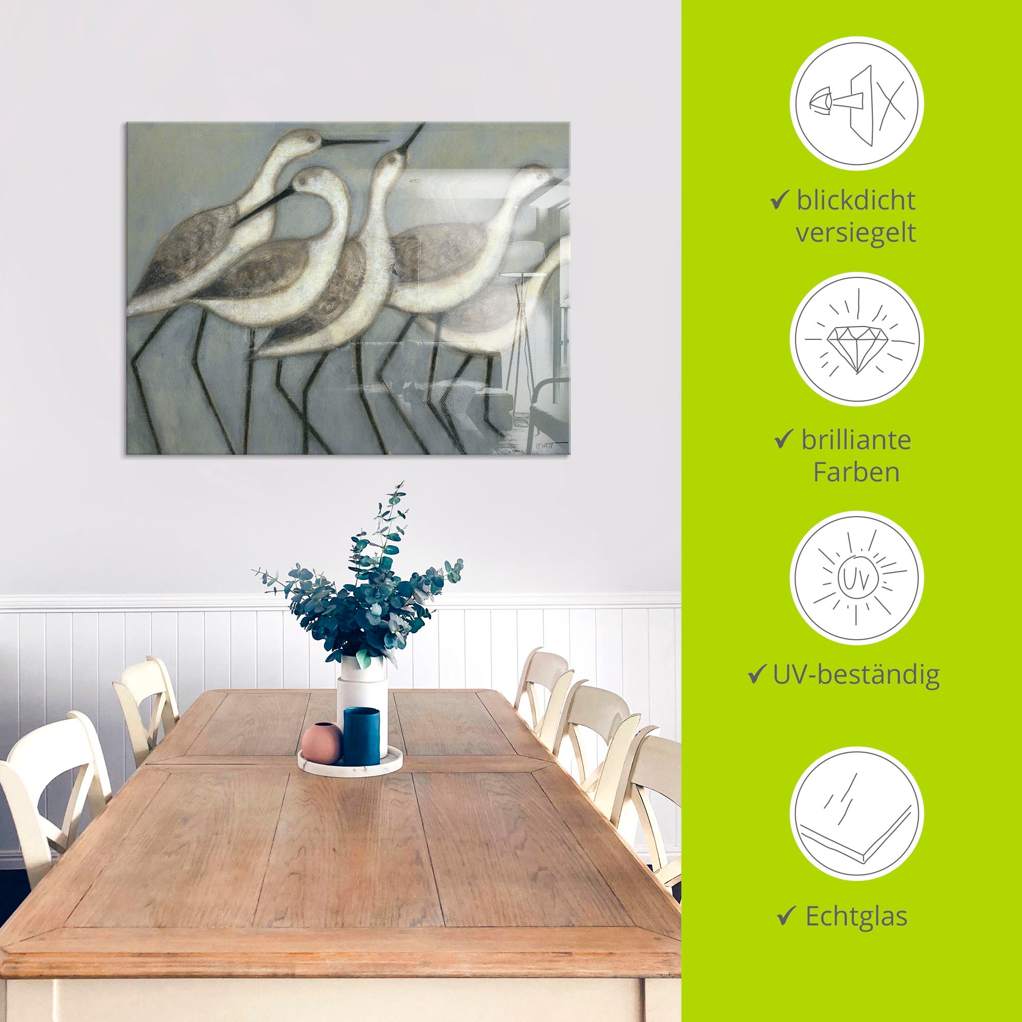 Artland Glasbild »Küstenvögel II«, Vögel, (1 St.), in verschiedenen Größen