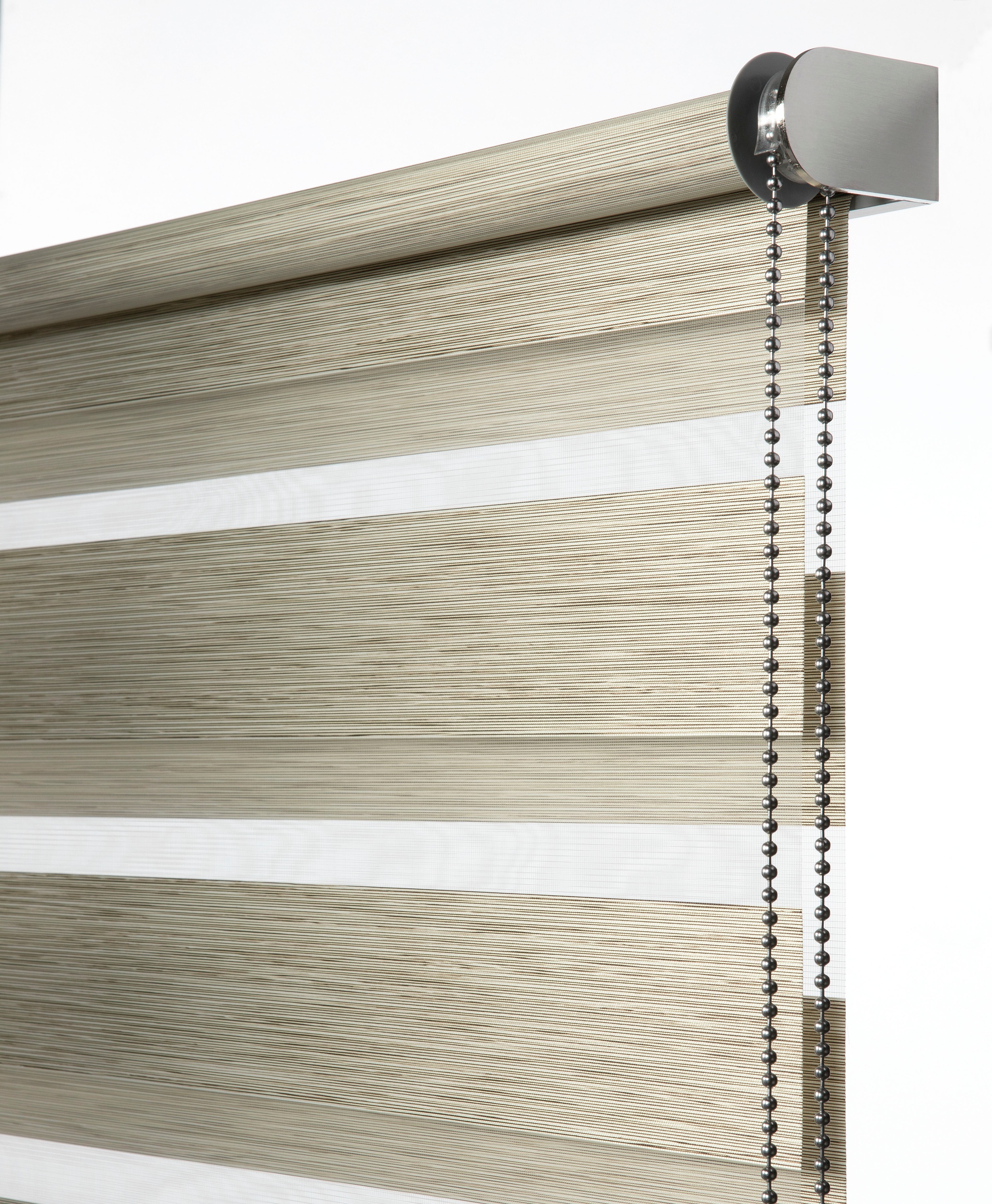 GARDINIA Doppelrollo »de luxe«, halbtransparent, Sichtschutz, mit Bohren/ohne Bohren, freihängend, hochwertiges Gesamtkonzept mit silbernen Metallkomponenten