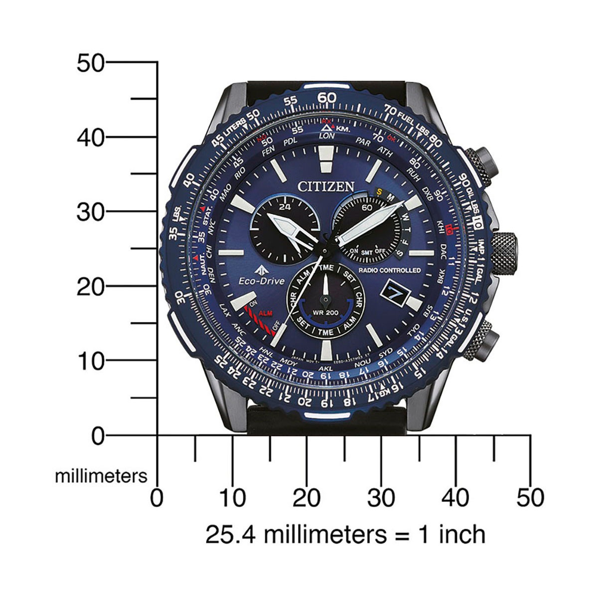 Citizen Funkchronograph »Promaster Sky«, Armbanduhr, Herrenuhr, Solar, Stoppfunktion, bis 20 bar wasserdicht