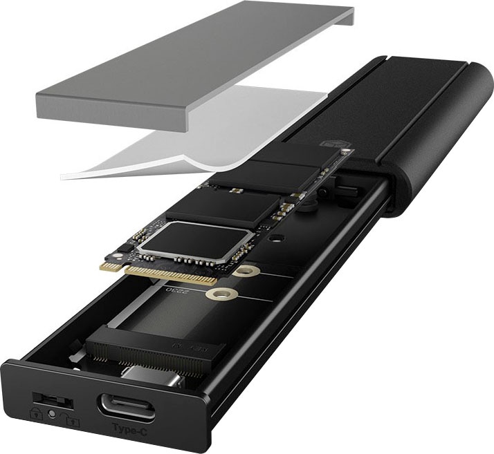 ICY BOX Festplatten-Gehäuse »ICY BOX externes M.2 NVMe Gehäuse USB 3.2 Type-C/Type-A«, Aluminium