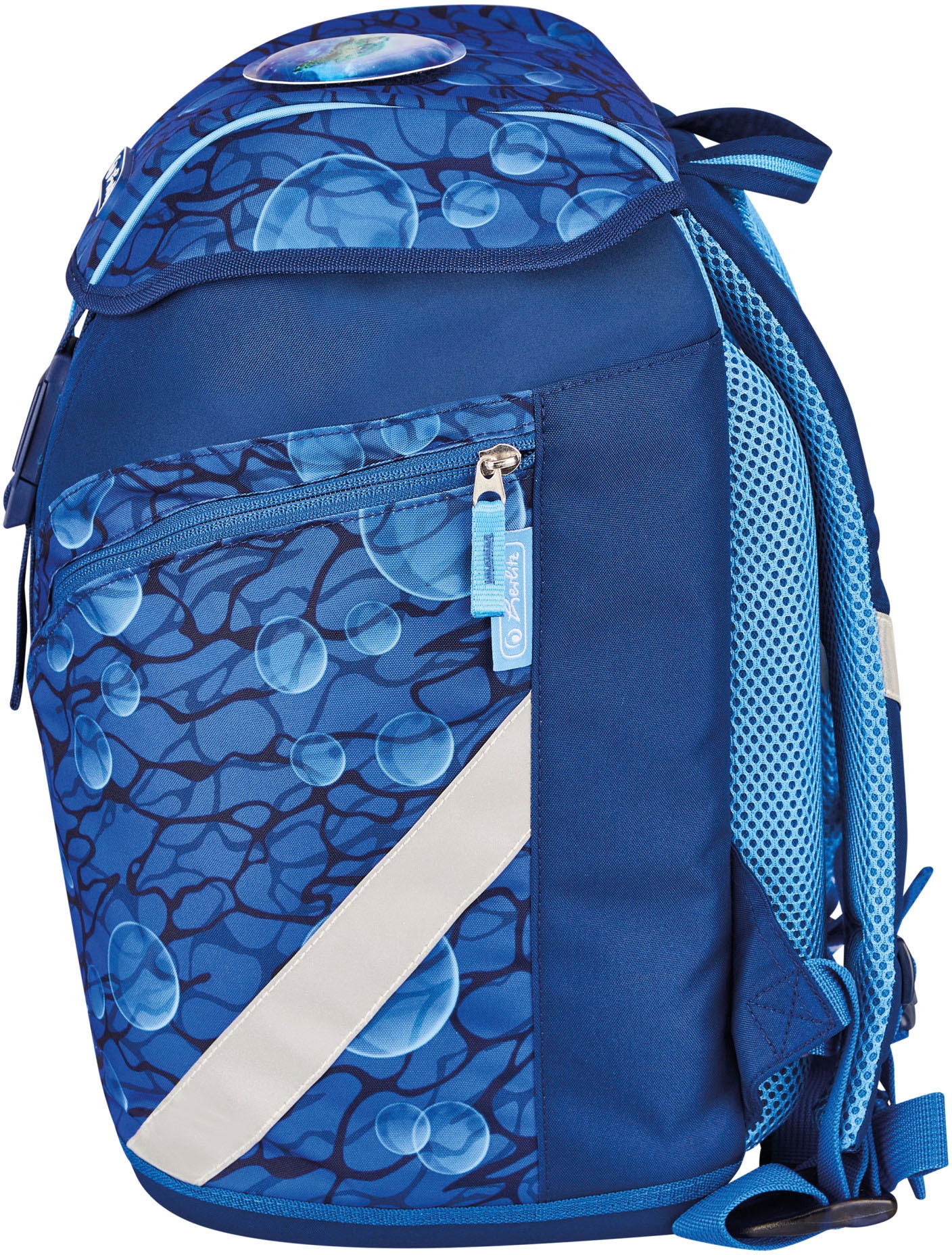 Herlitz Schulrucksack »SoftLight Plus GREENline, Deep Sea«, Reflektoren-Floureszierende Flächen, mit abnehmbarer Applikation und Filzanhänger