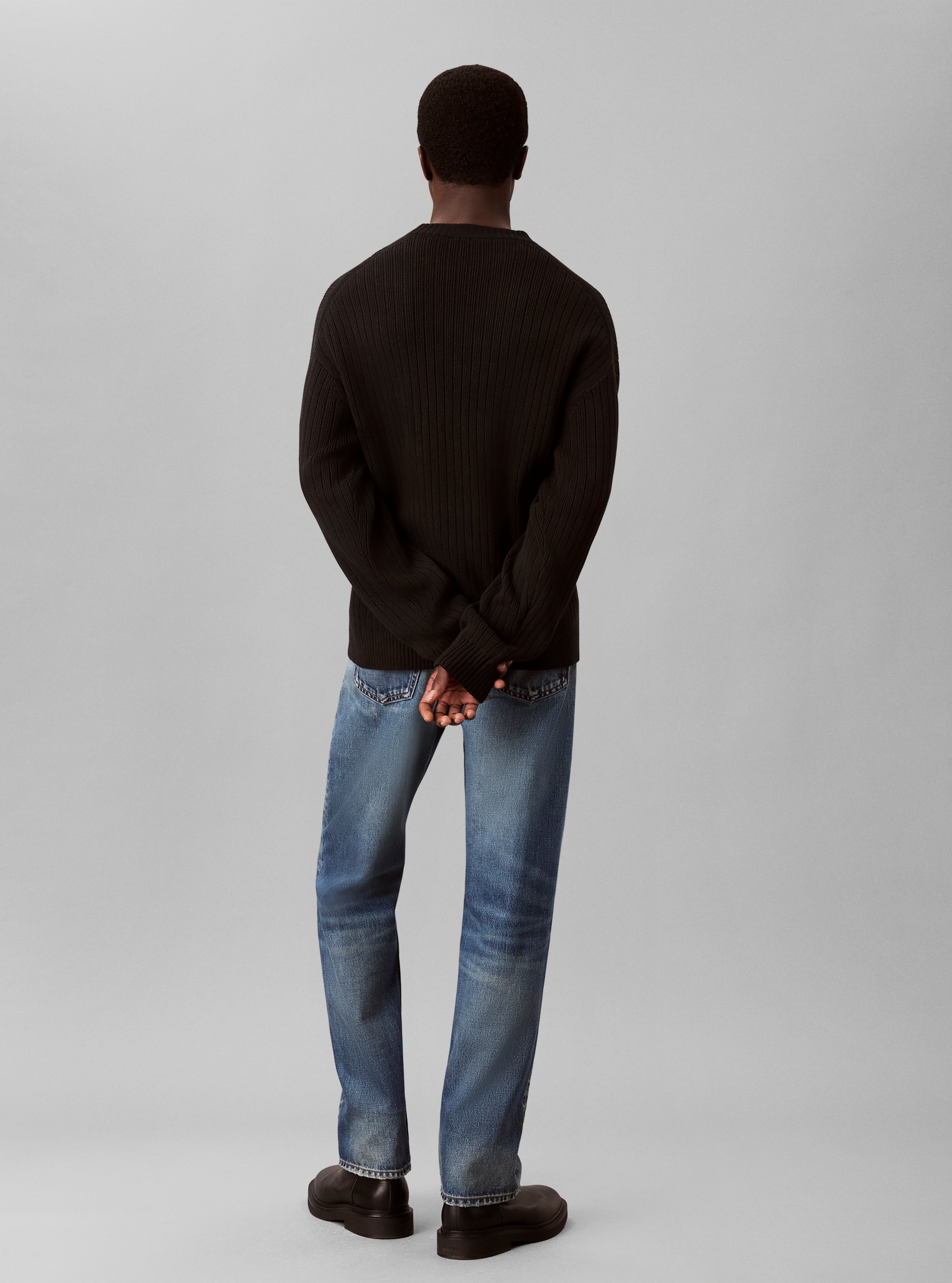 Calvin Klein Jeans Strickpullover Rippstrick, Regular Fit, Logo-Stickerei