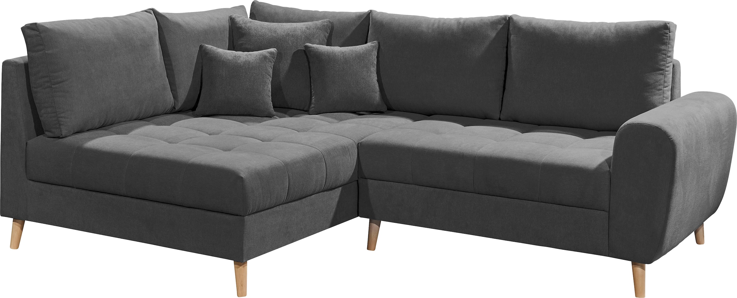 ED EXCITING DESIGN Ecksofa »Alice L-Form«, (Set), mit Hocker, Rückenkissen, Zierkissen, frei im Raum stellbar
