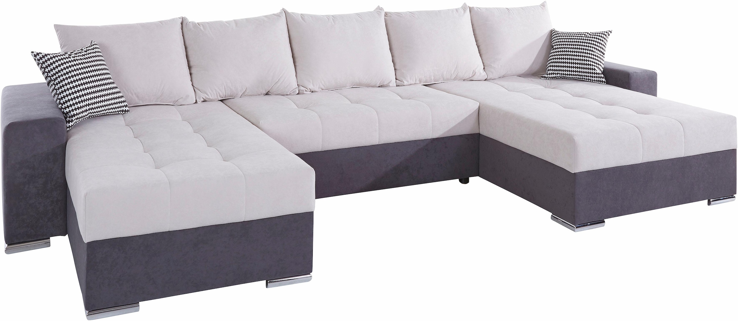 COLLECTION AB Wohnlandschaft »XXL-Josy U-Form, Breite 333 cm, mit 2 Recamieren 77 & 97 cm«, inkl. Bettfunktion, Bettkasten, mit 5 gleich großen Rückenkissen