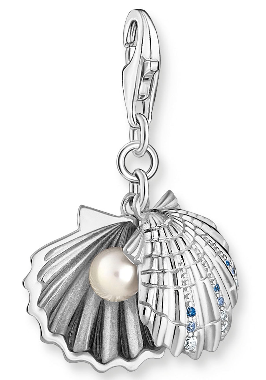 THOMAS SABO Charm-Einhänger »Muschel-Optik, 1892-945-7«, mit Glas-Keramik Stein - mit Süßwasserzuchtperle