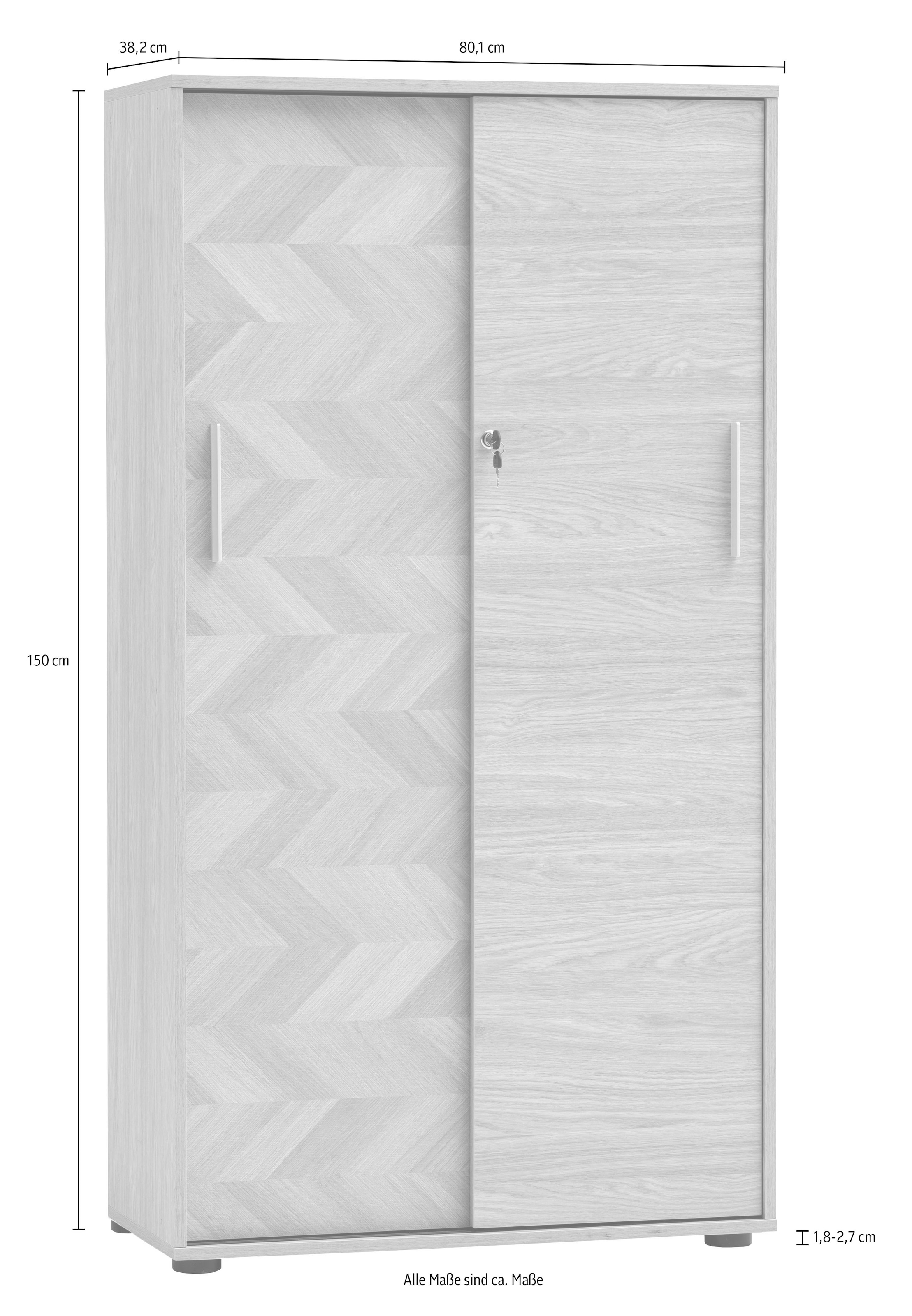 Schildmeyer Schiebetürenschrank »AREZZO, Aktenschrank abschließbar, Höe 150 cm, MADE IN GERMANY« 1 Stk. tlg. Linke Tür in Fischgräten Dekor, MADE IN GERMANY