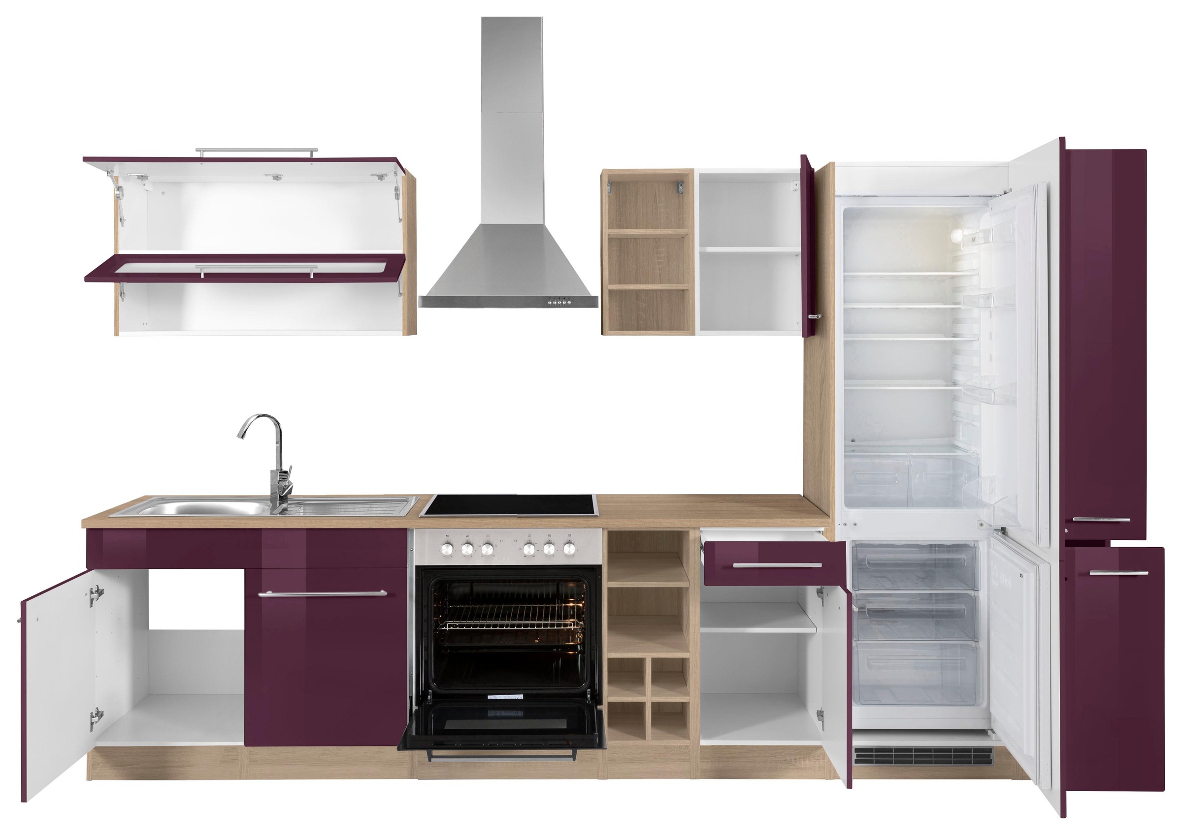 KOCHSTATION Küchenzeile »KS-Eton« ohne E-Geräte, Breite 330 cm