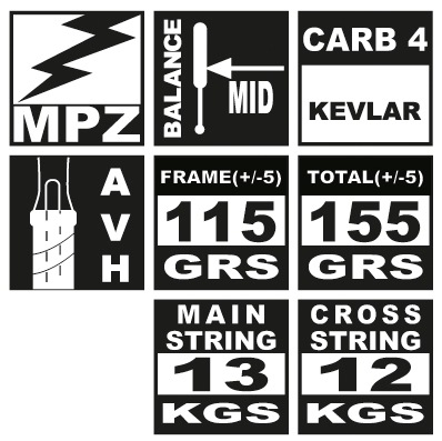 Unsquashable Squashschläger »Inspire Y-8000«, Carbon4-Kevlar, MPZ, AVH, US 600-Saite, schwarzes Griffband, nur 155g
