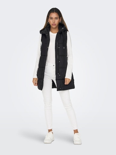 ONLY Steppweste »ONLASTA – Lange Steppweste mit Kapuze für kalte Tage«, regular fit, modisch, Web, Polyester, Kapuze