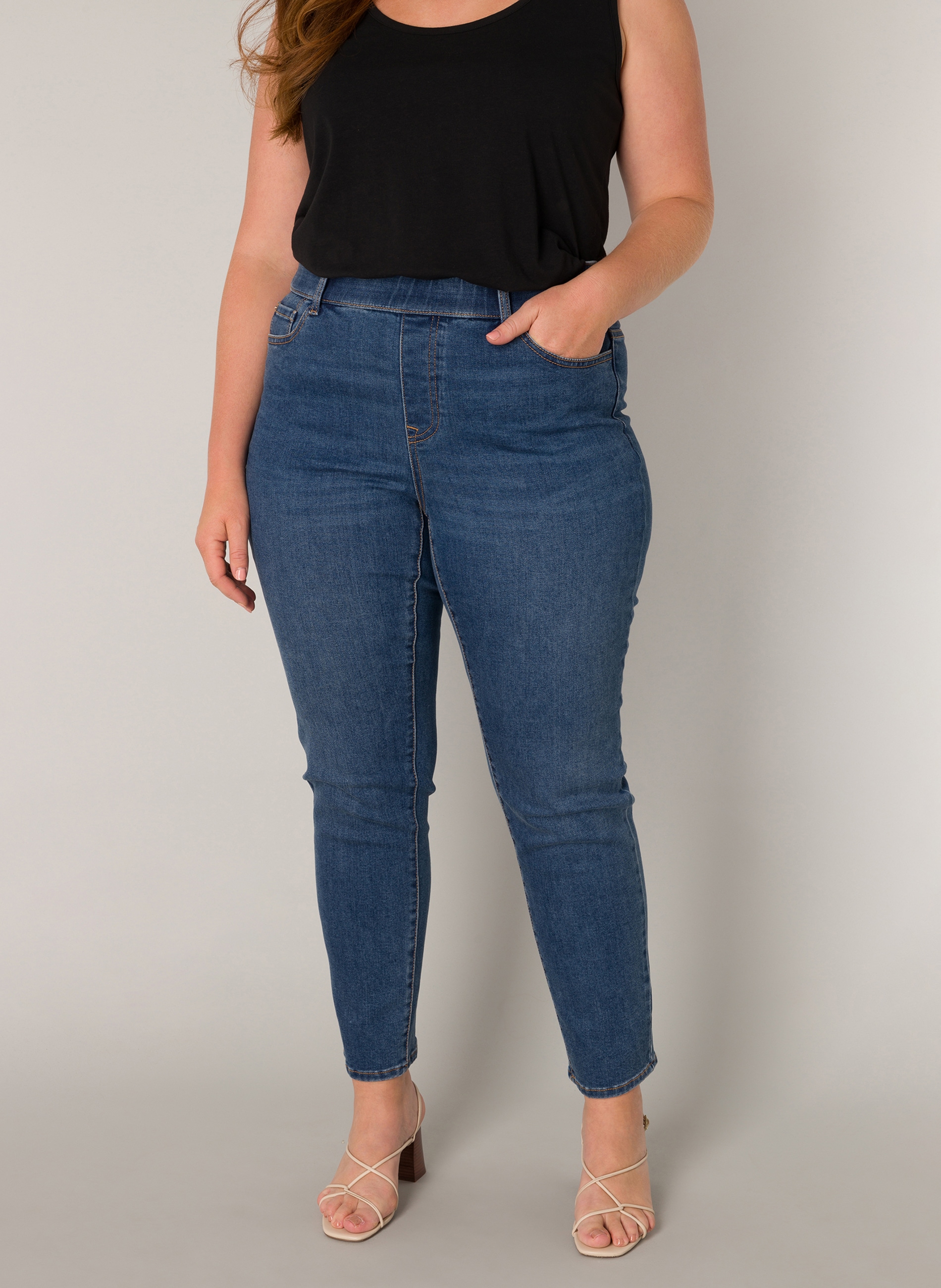 Base Level Curvy Jeggings, in großen Größen, mit Gummizug und Stretch