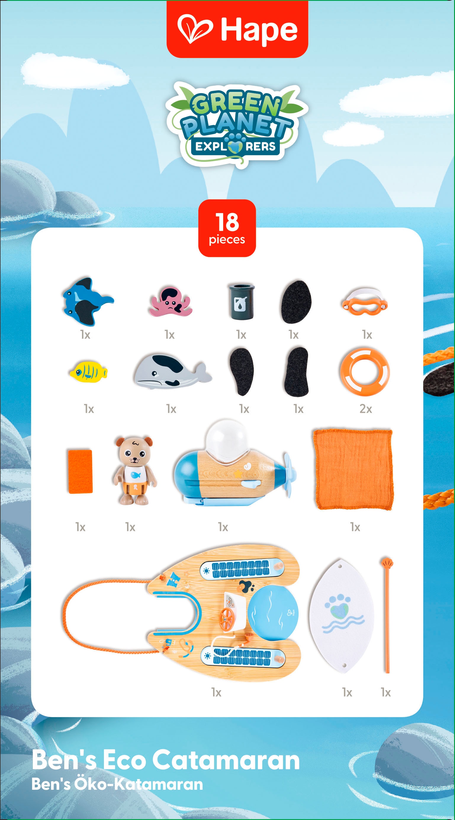 Hape Spielwelt »Green Planet Explorers, Ben’s Catamaran«