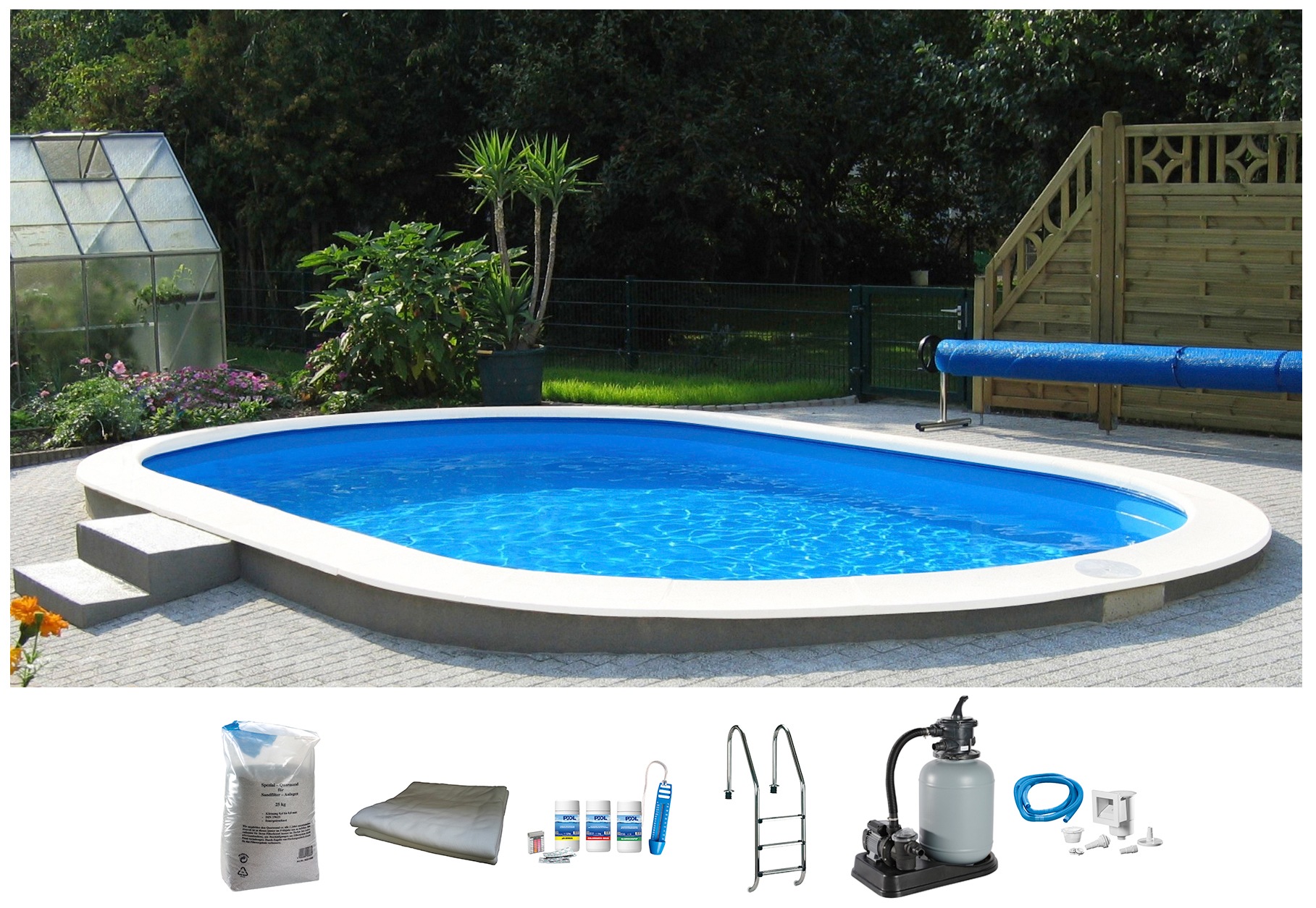 BWT MY POOL Ovalpool »Premium«, (Set), 7-tlg., BxLxH: 360x623x150 cm
