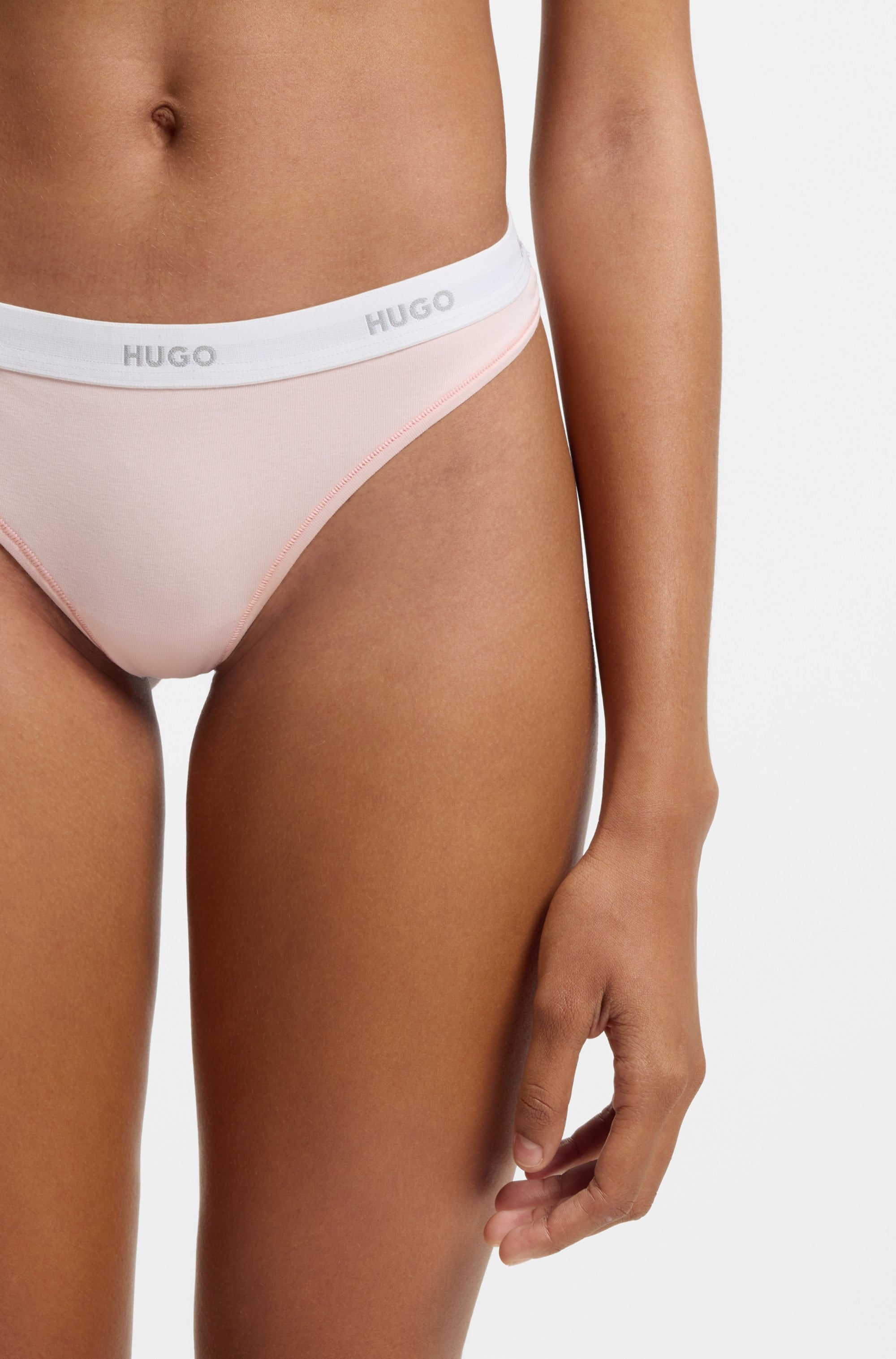 HUGO Underwear String »ID« aus Stretch-Baumwolle mit Logos am Bund
