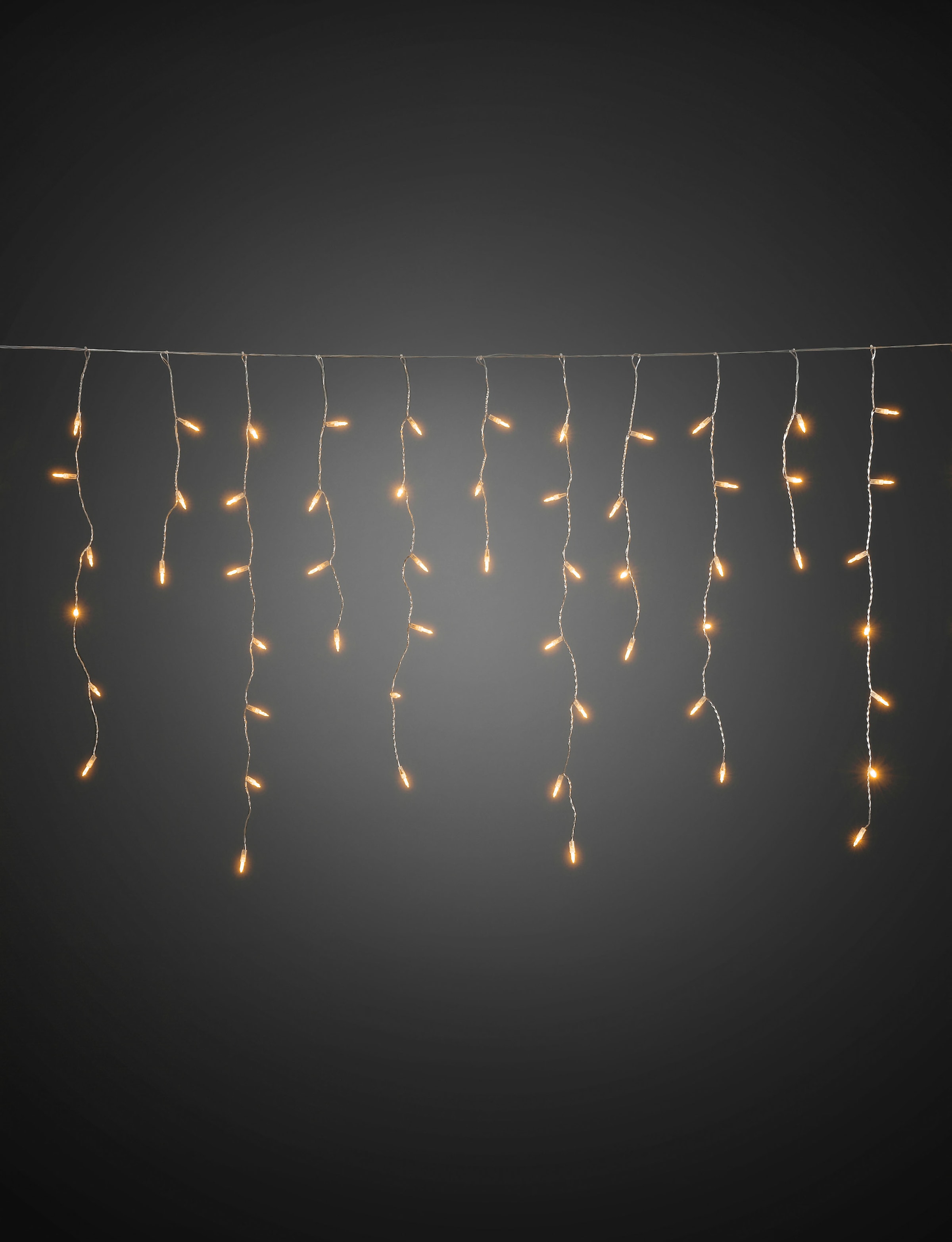 KONSTSMIDE LED-Lichtervorhang »Weihnachtsdeko aussen«, 96 St.-flammig, LED Eisregen Lichtervorhang, 96 bernsteinfarbene Dioden