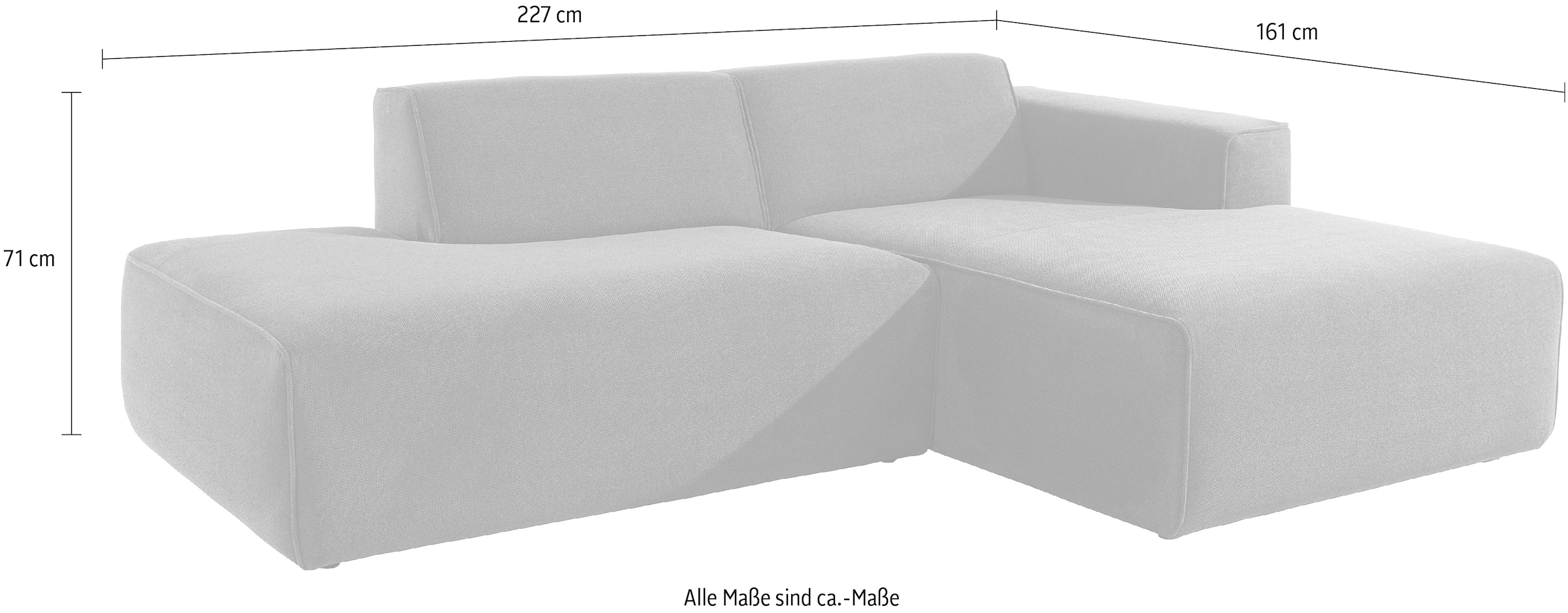 andas Ecksofa »Noord mit Kedernaht, Breite 227 cm«, mit Kedernaht, Breite 227 cm, Cord, Struktur