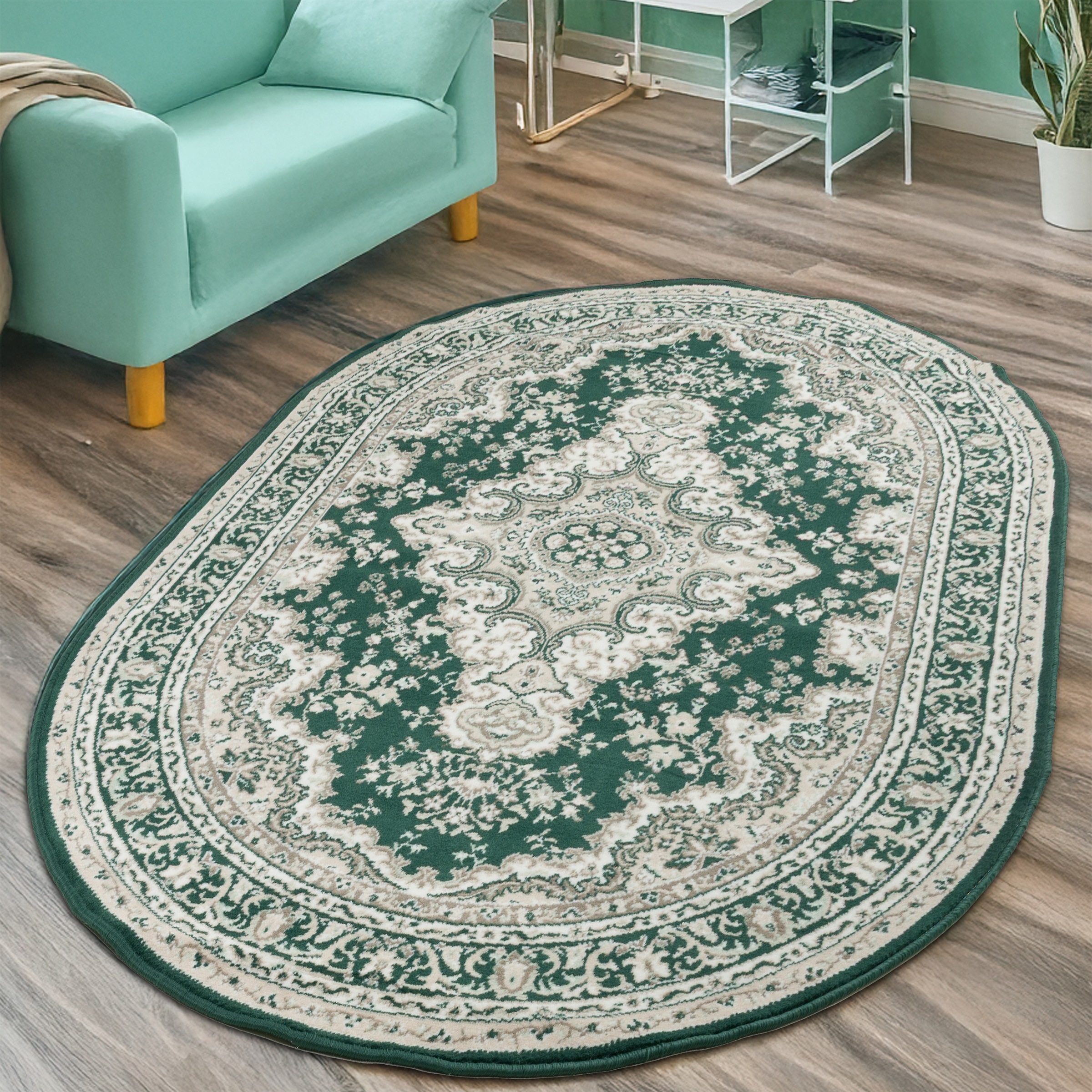 OTTO home Teppich »Oriental, Made in Belgium« oval 7 mm Höhe Orient-Optik, mit Bordüre, Kurzflor, pflegeleicht, elegant
