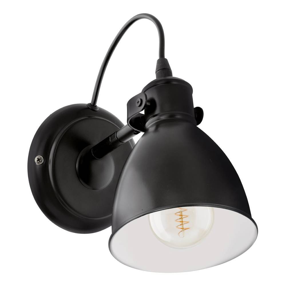 EGLO Wandleuchte »PRIDDY Wandlampe, Stahl, schwarz, E27, Industrial«, 1 flammig, Leuchtmittel E27 | ohne Leuchtmittel, Wohnzimmerlampe, Esszimmerlampe, 1 flammig, Retro, Vintage, 21,5x20cm