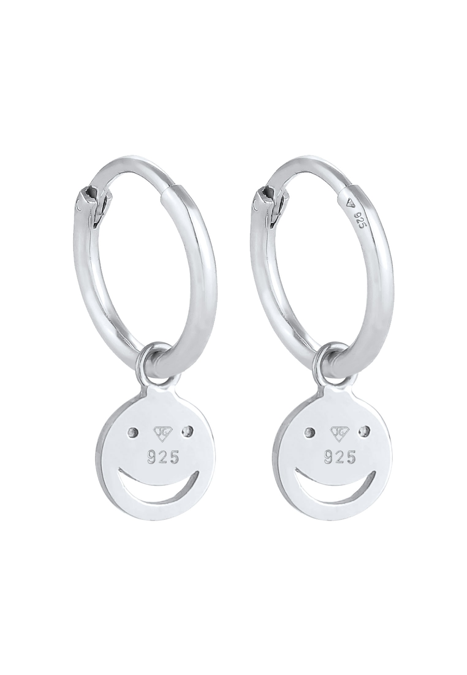 Elli Paar Creolen »Ohrringe Creolen Trend Smiling Plättchen 925 Silber«