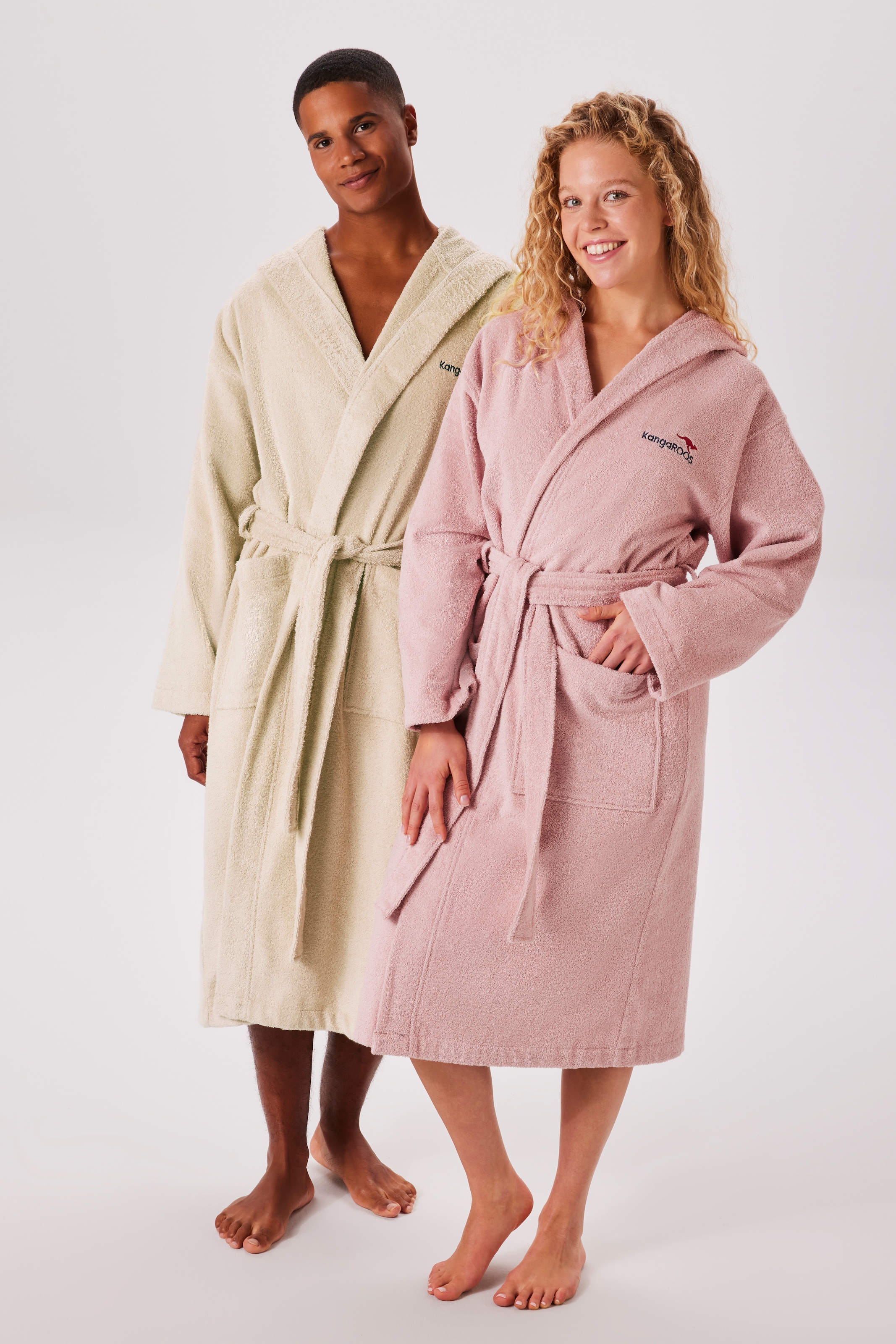 KangaROOS Unisex-Bademantel »Cassidy, für Damen & Herren, Standardlänge & Überlänge« 1 Stk. mit Taschen, Männer und Frauen, Baumwolle, Reise, Hotel, Sauna, S-3XL