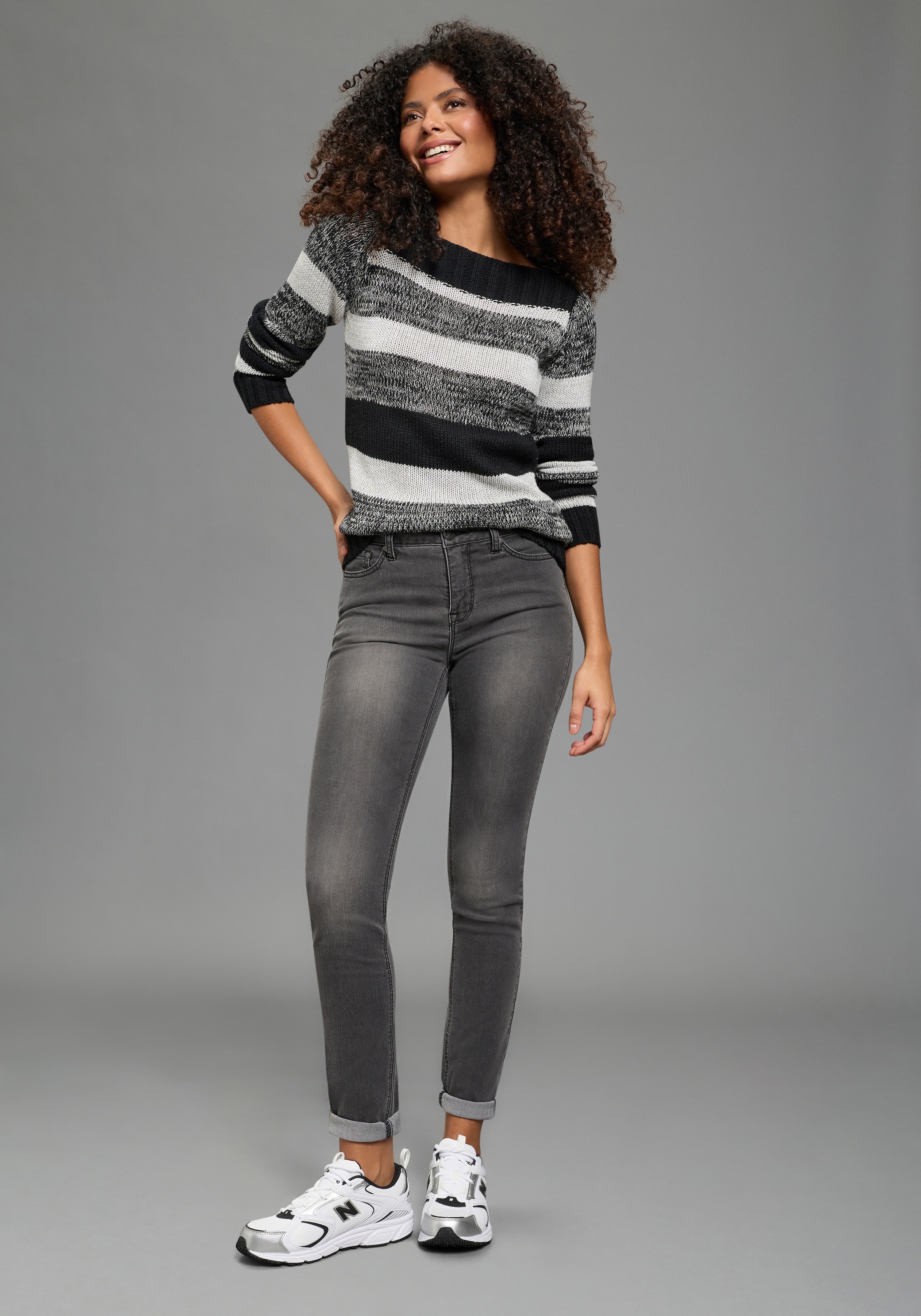 AJC Strickpullover mit U-Boot Ausschnitt und tollem Streifendesign