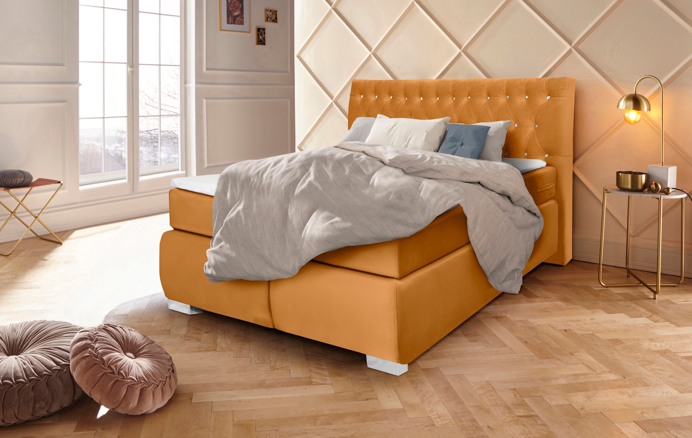 Leonique Boxspringbett »Rumba«, Taschenfederkern-Matratze in Härtegrad 3, in 4 Breiten, incl. Topper