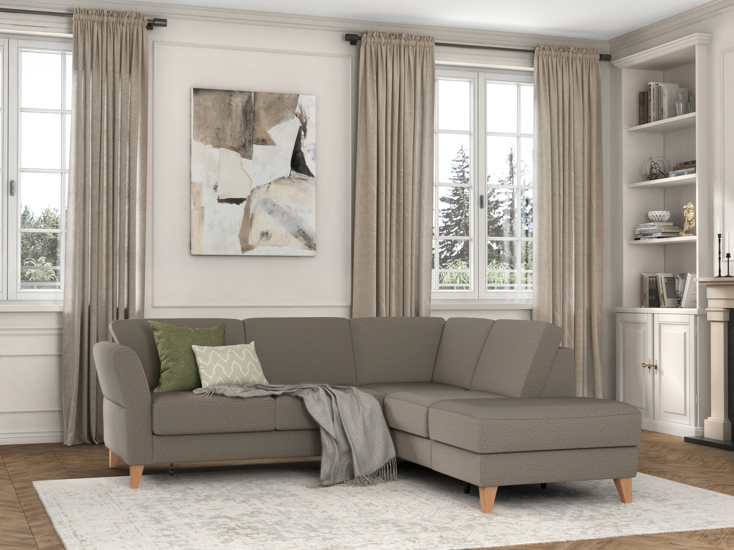 sit&more Ecksofa »Visby L-Form«, Wahlweise mit Bettfunktion und Stauraum, frei im Raum stellbar
