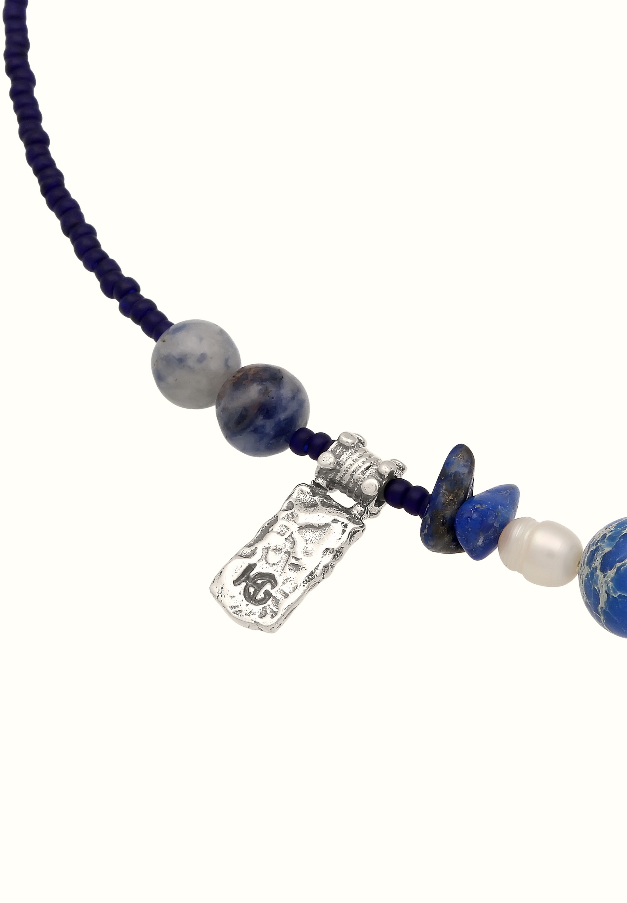 HAZE & GLORY Silberkette »Halskette Lapis Lazuli Perlen 925 Sterling Silber«