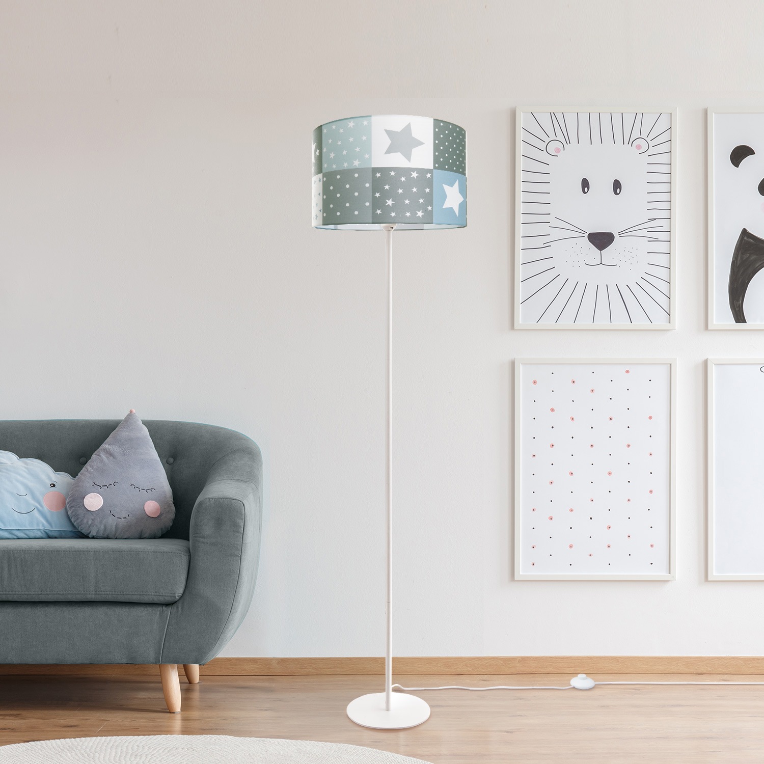 Paco Home Stehlampe »Cosmo 345«, 1 flammig, Leuchtmittel E27 | ohne Leuchtmittel, Kinderlampe LED Kinderzimmer Lampe Sternen Motiv, Stehleuchte E27