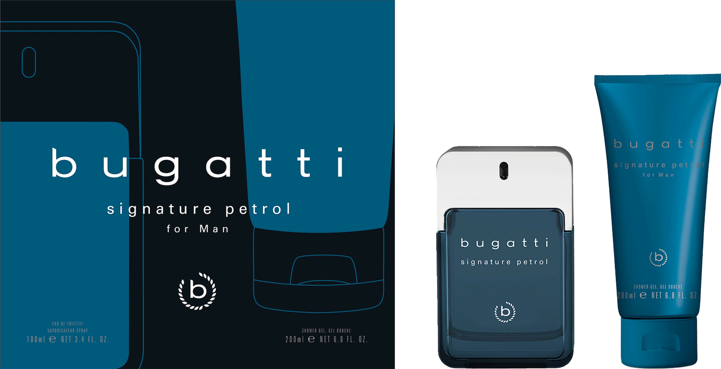 Eau de Toilette »BUGATTI Signature Petrol for him GP EdT 100ml + 200 ml SG«, (Set, 2...