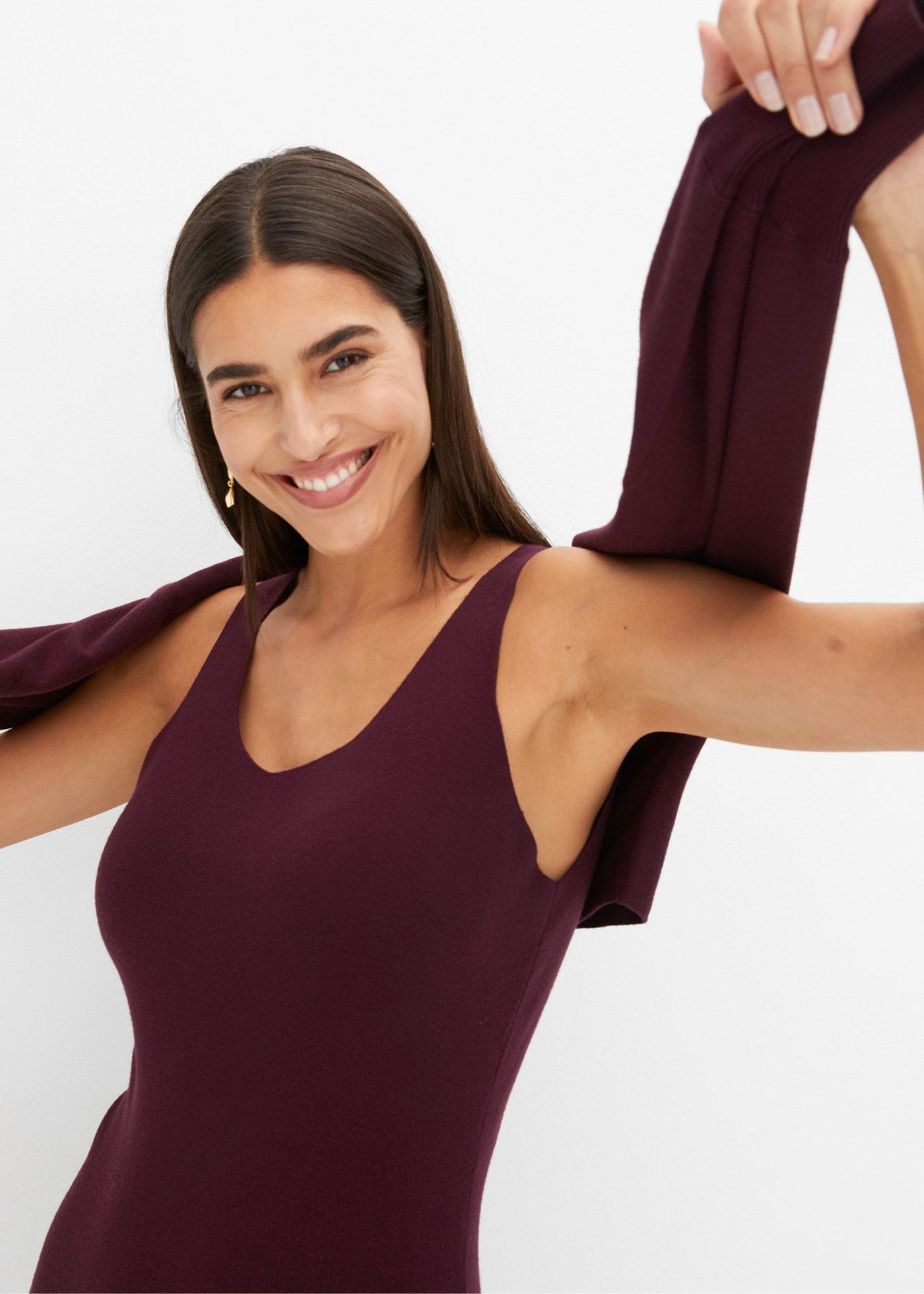 bonprix Strickkleid Set, 2 tlg. für Frühjahr und Sommer, aus Viskose-Mischung, lässige Passform